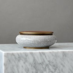 Bol à couvercle Art Déco émaillé craquelé de Gunnar Nylund pour ALP, Suède, années 1930