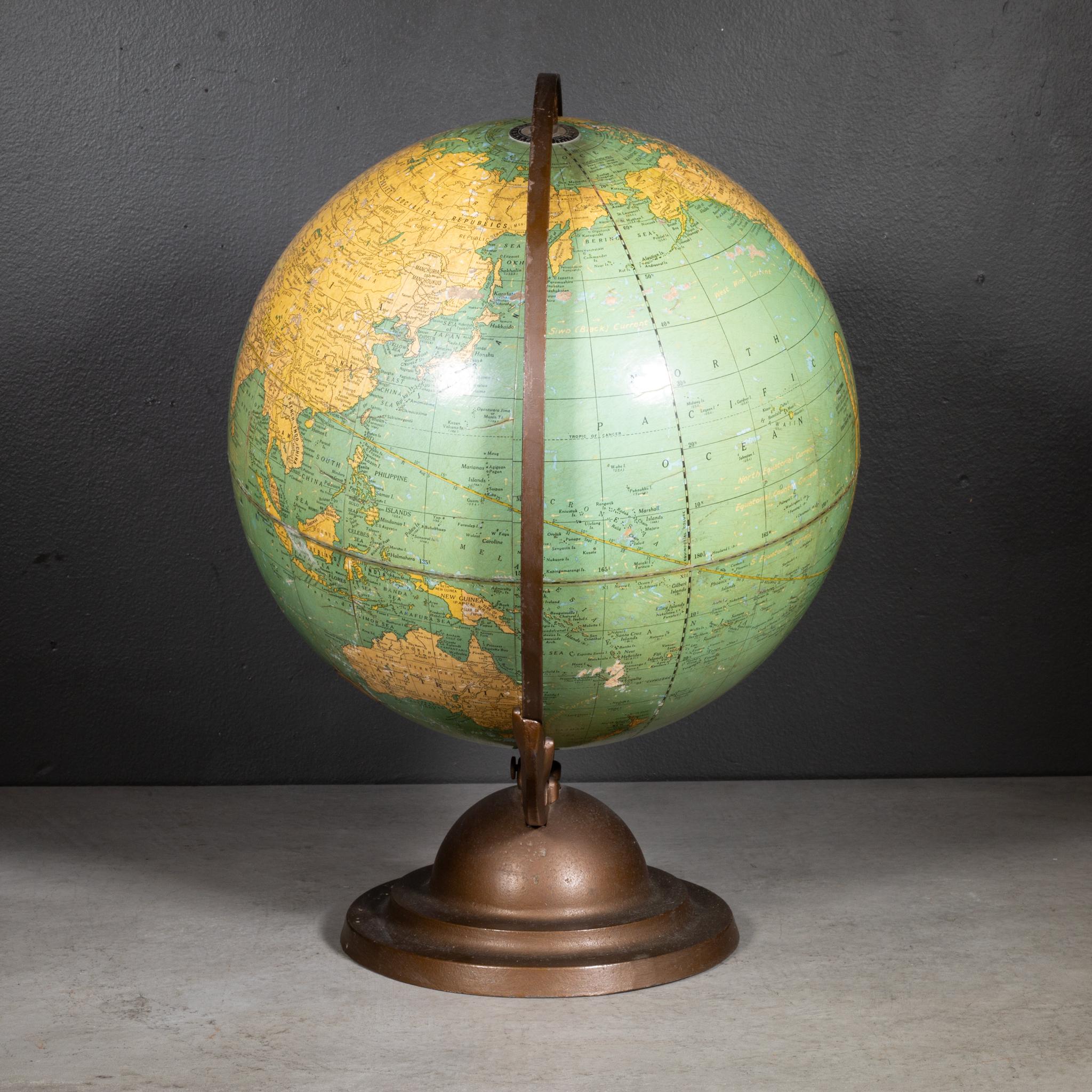 Industriel Globe terrestre de 12 pouces A.I.C. Crams c.1930-1939 en vente