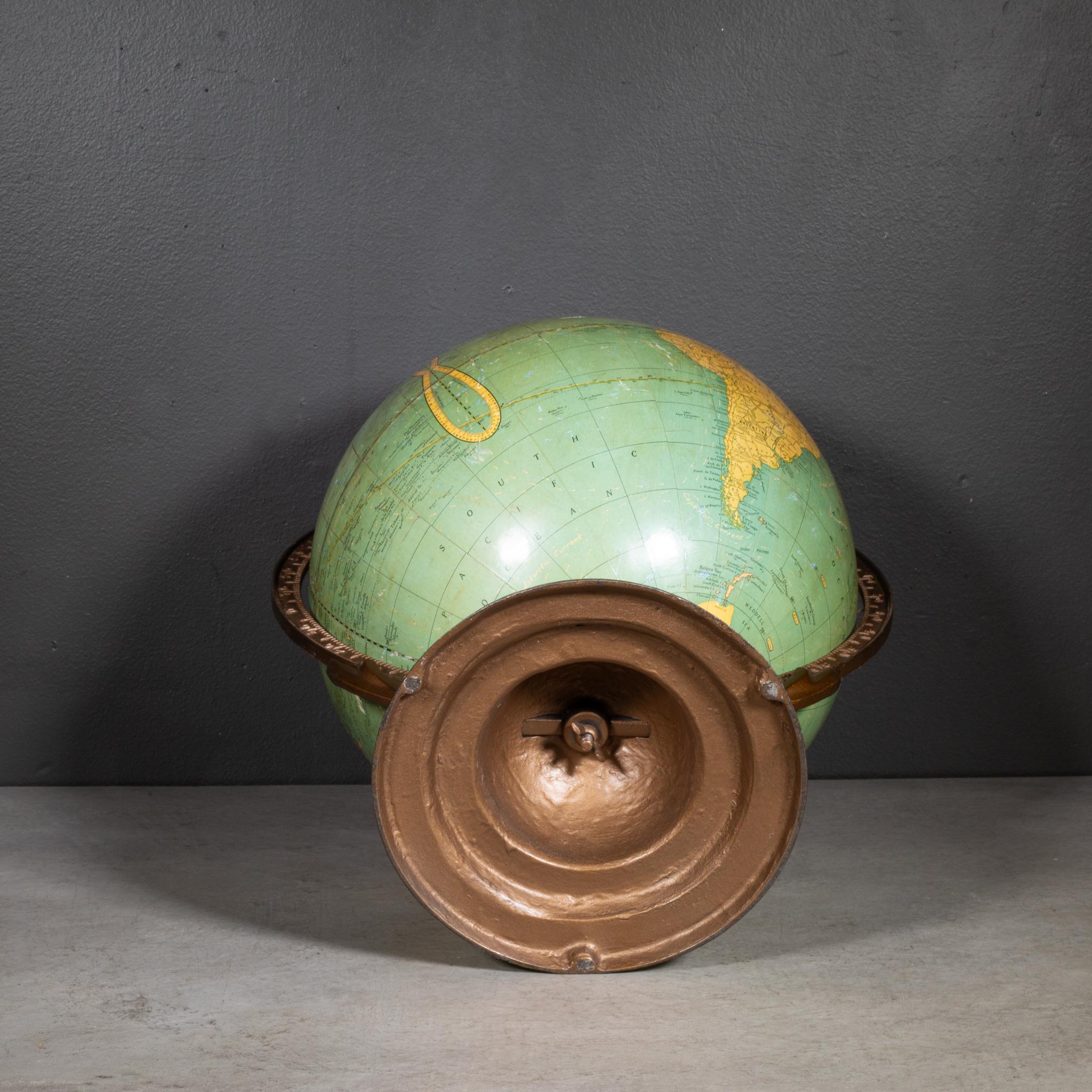 Métal Globe terrestre de 12 pouces A.I.C. Crams c.1930-1939 en vente