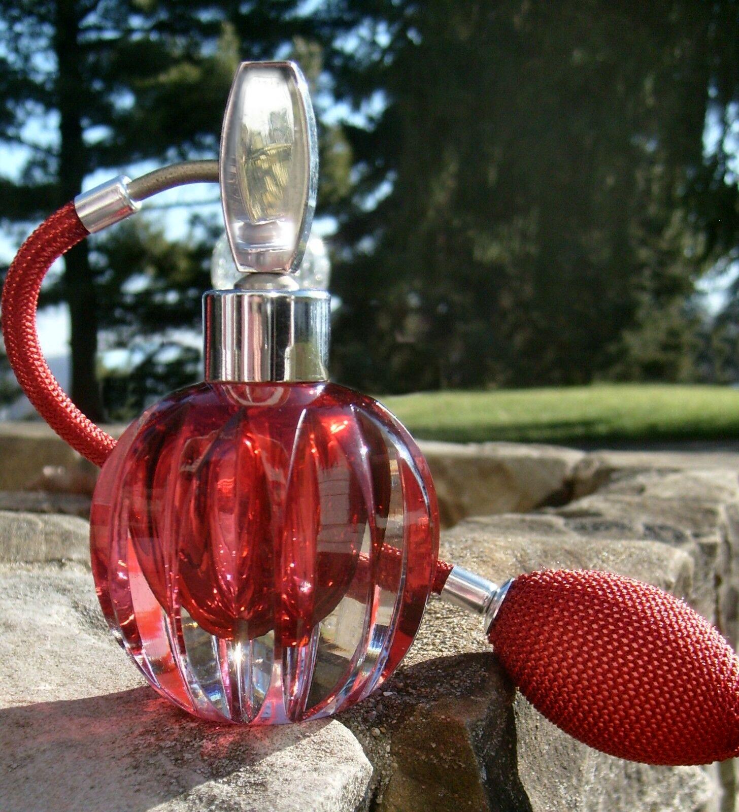20th Century Art Deco Cranberry Colored Glass Perfume Atomiser