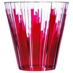 Art Deco Cranberry Cut to Clear Vase by Val St Lambert