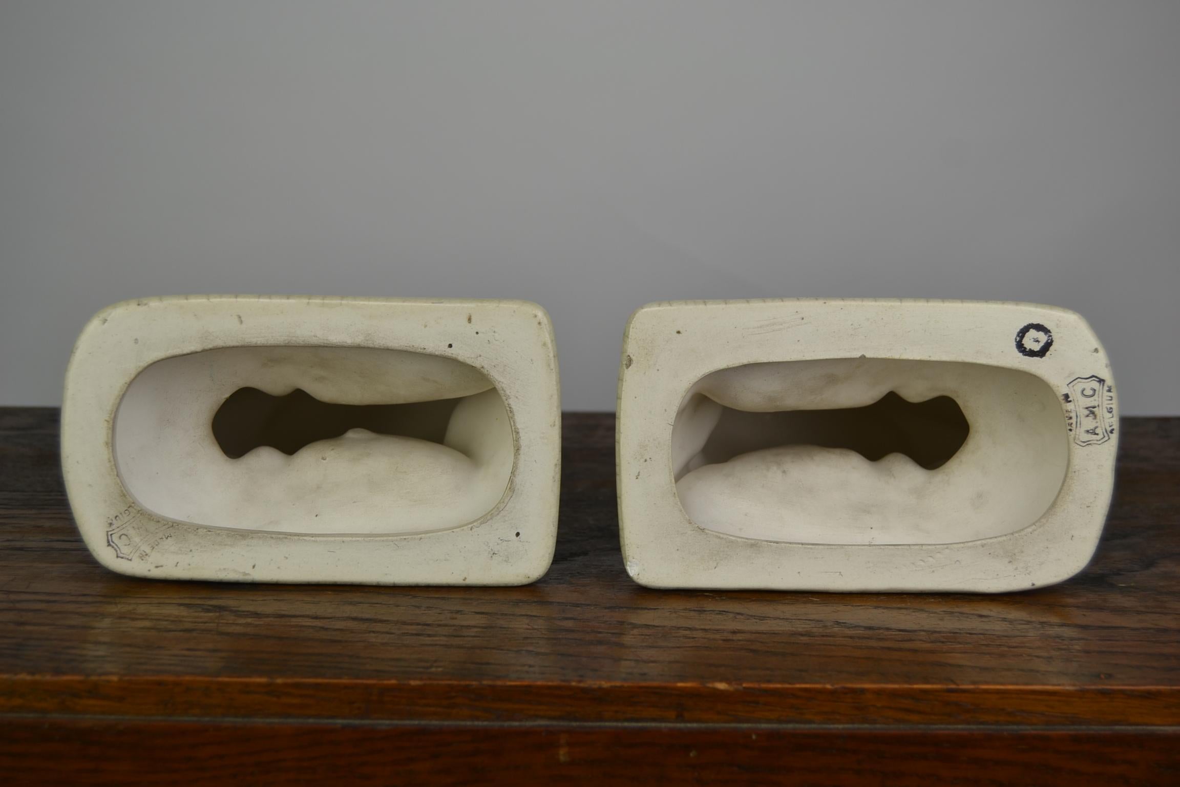 Art Deco Craquelé Bison Bookends by Desprey, Amc, Belgium 8