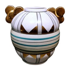 Vase Art Déco en céramique craquelée Production A.M.C. Belgique