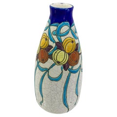 Vaso Art Déco "Craquelé" di Charles Catteau con timbro "Boch La Louvière