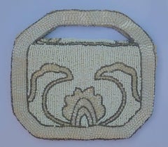 Art Deco Cream, Ecru and Brown Beaded Bag