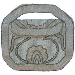 Borsa Art Deco con perline crema, ecru e marrone