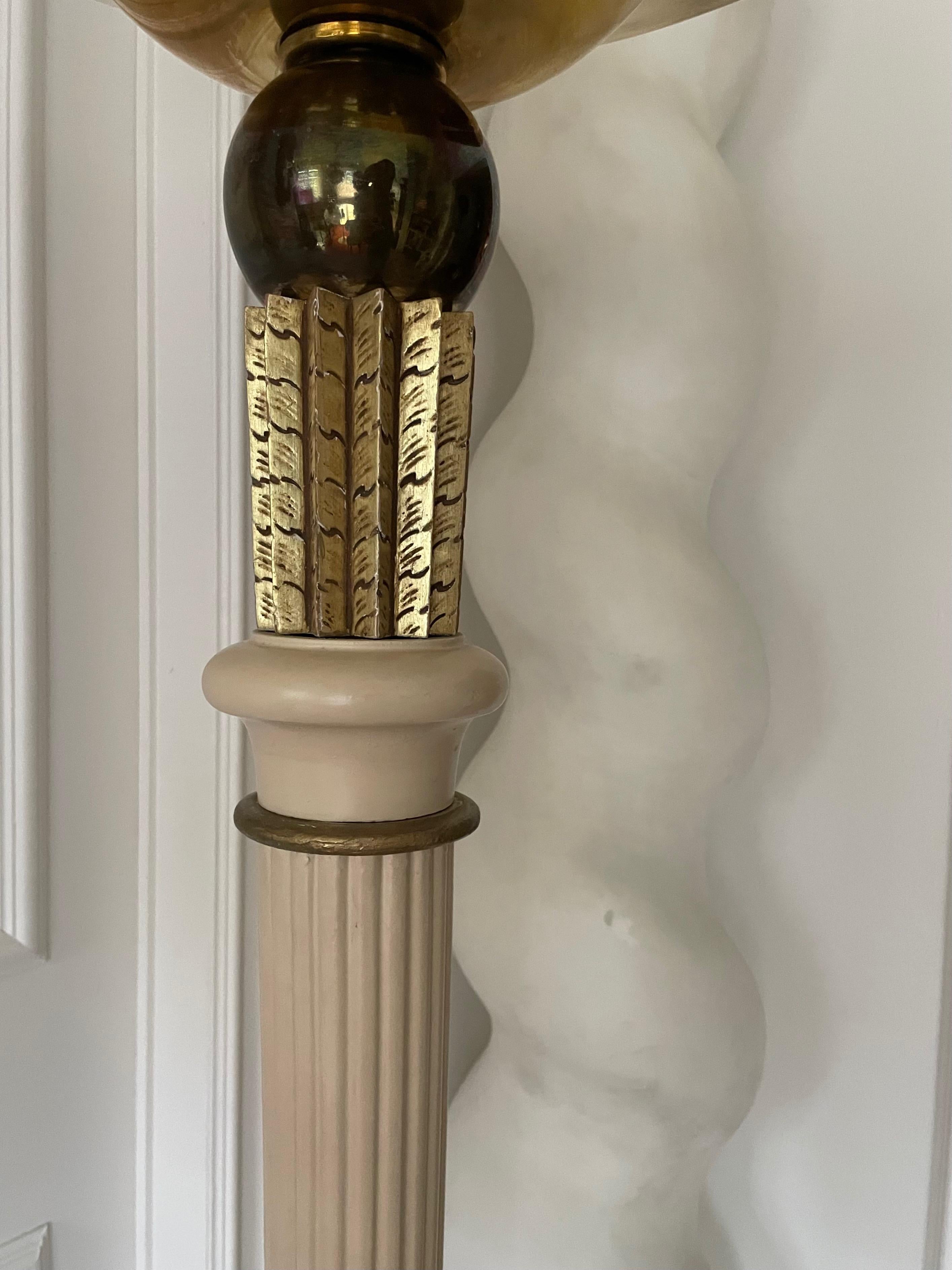 French Art Deco Cream Lacquered Floor Lamp Attributed to Dominique, France 1935. For Sale