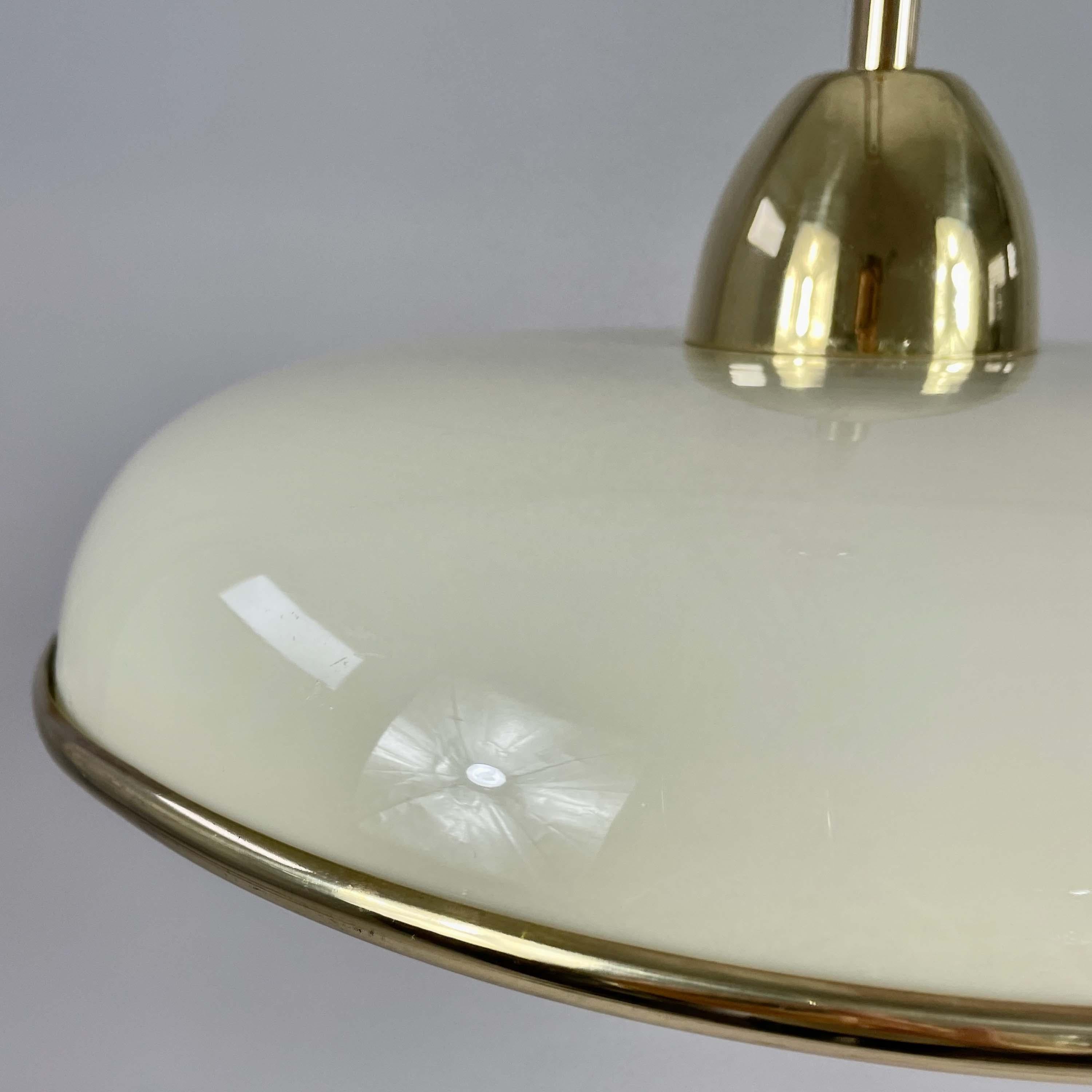 Art Deco Cream Opaline Glass & Brass Pendants, Germany 1930s For Sale 7