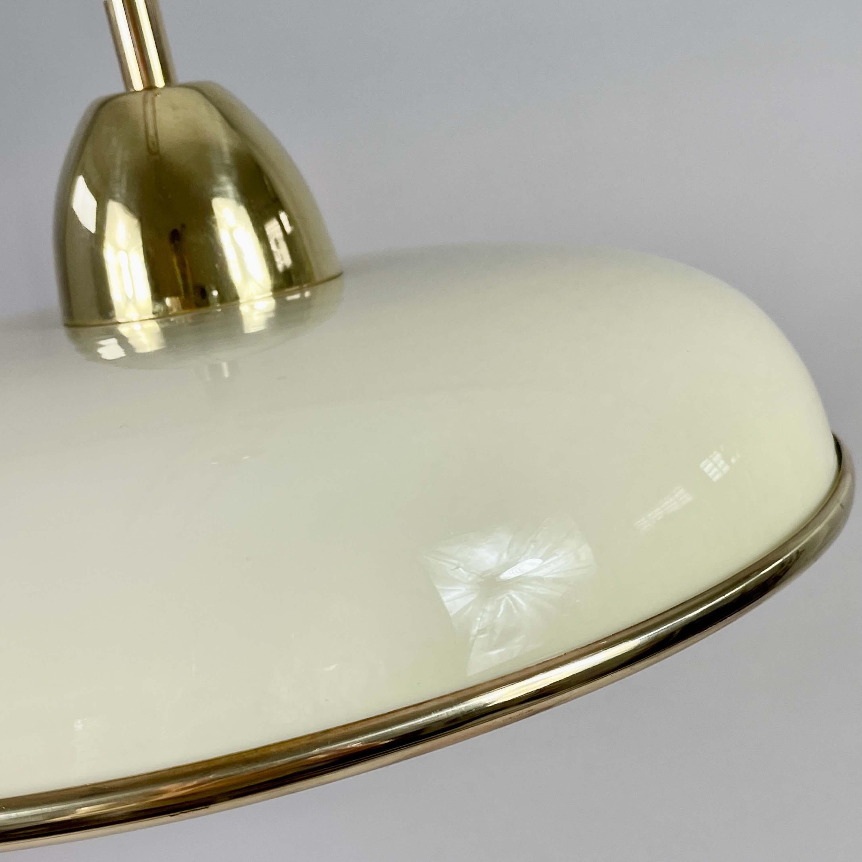 Art Deco Cream Opaline Glass & Brass Pendants, Germany 1930s For Sale 8