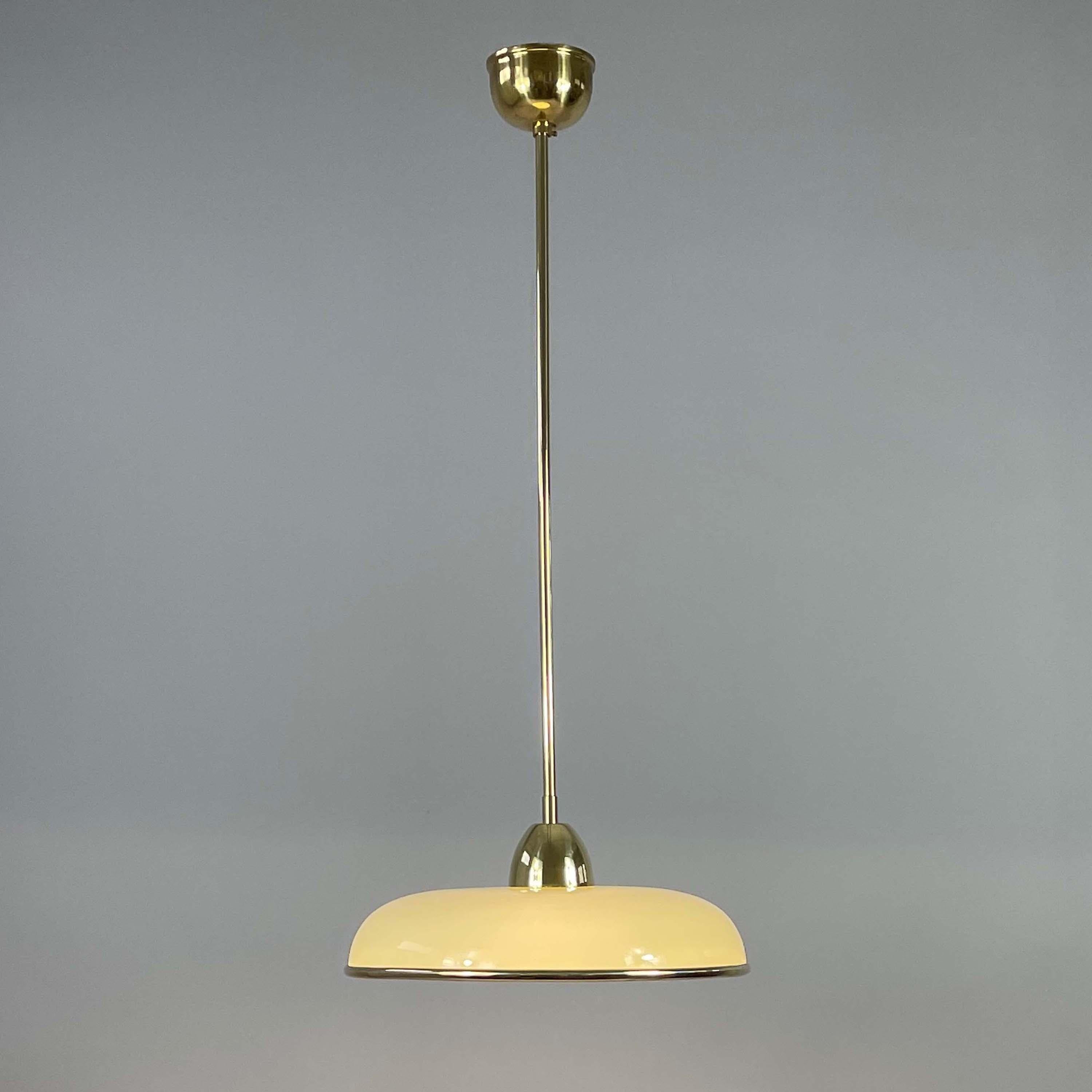 Art Deco Cream Opaline Glass & Brass Pendants, Germany 1930s For Sale 1