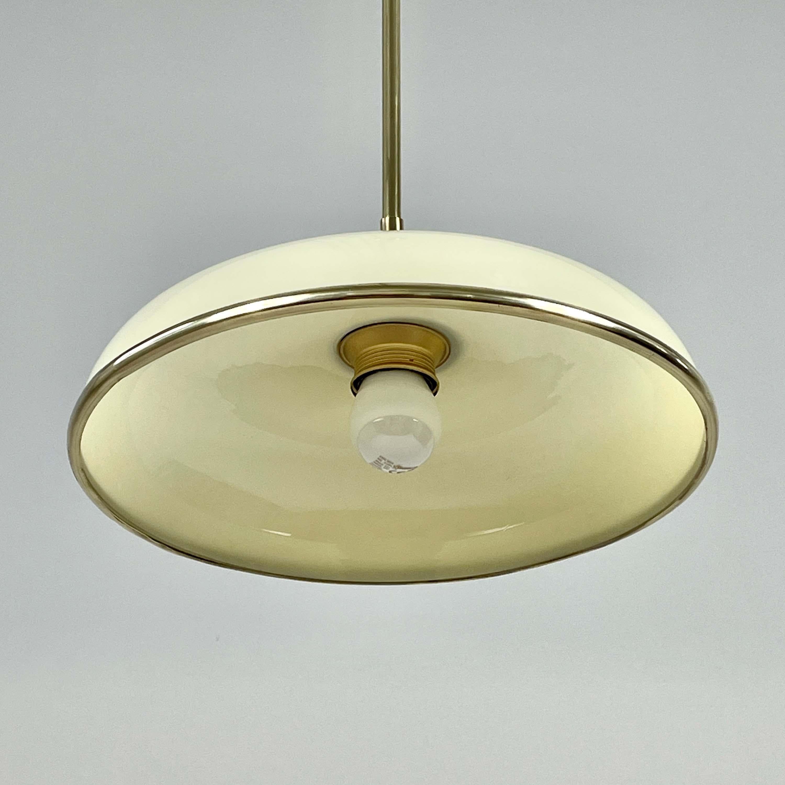 Art Deco Cream Opaline Glass & Brass Pendants, Germany 1930s For Sale 4