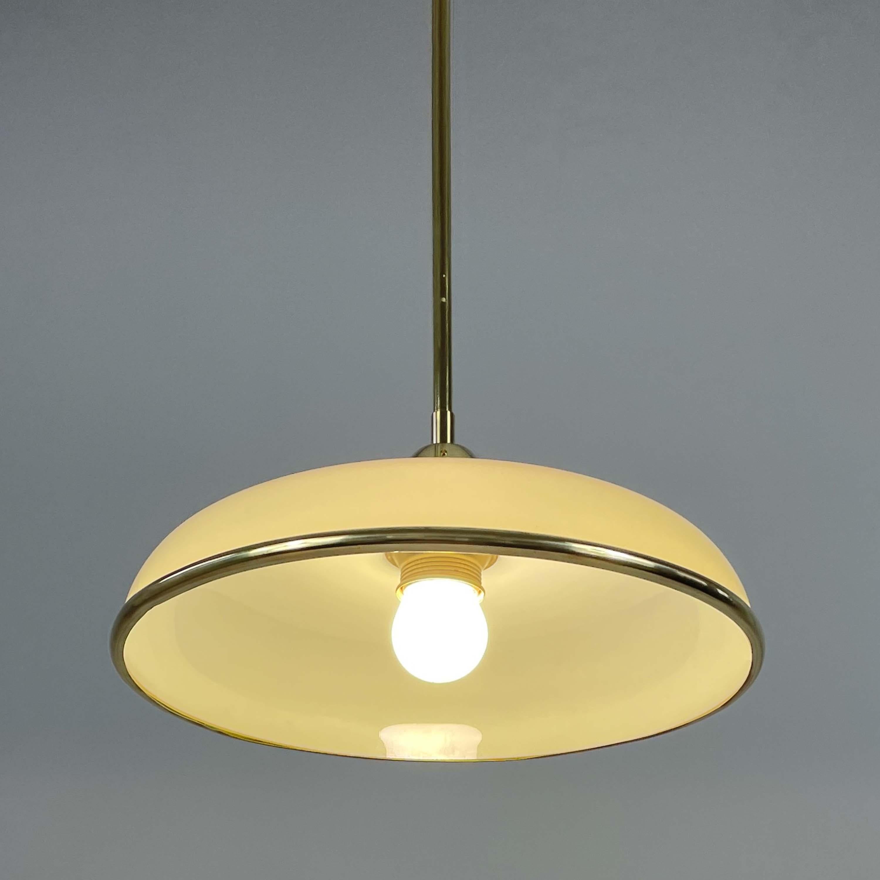Art Deco Cream Opaline Glass & Brass Pendants, Germany 1930s For Sale 5