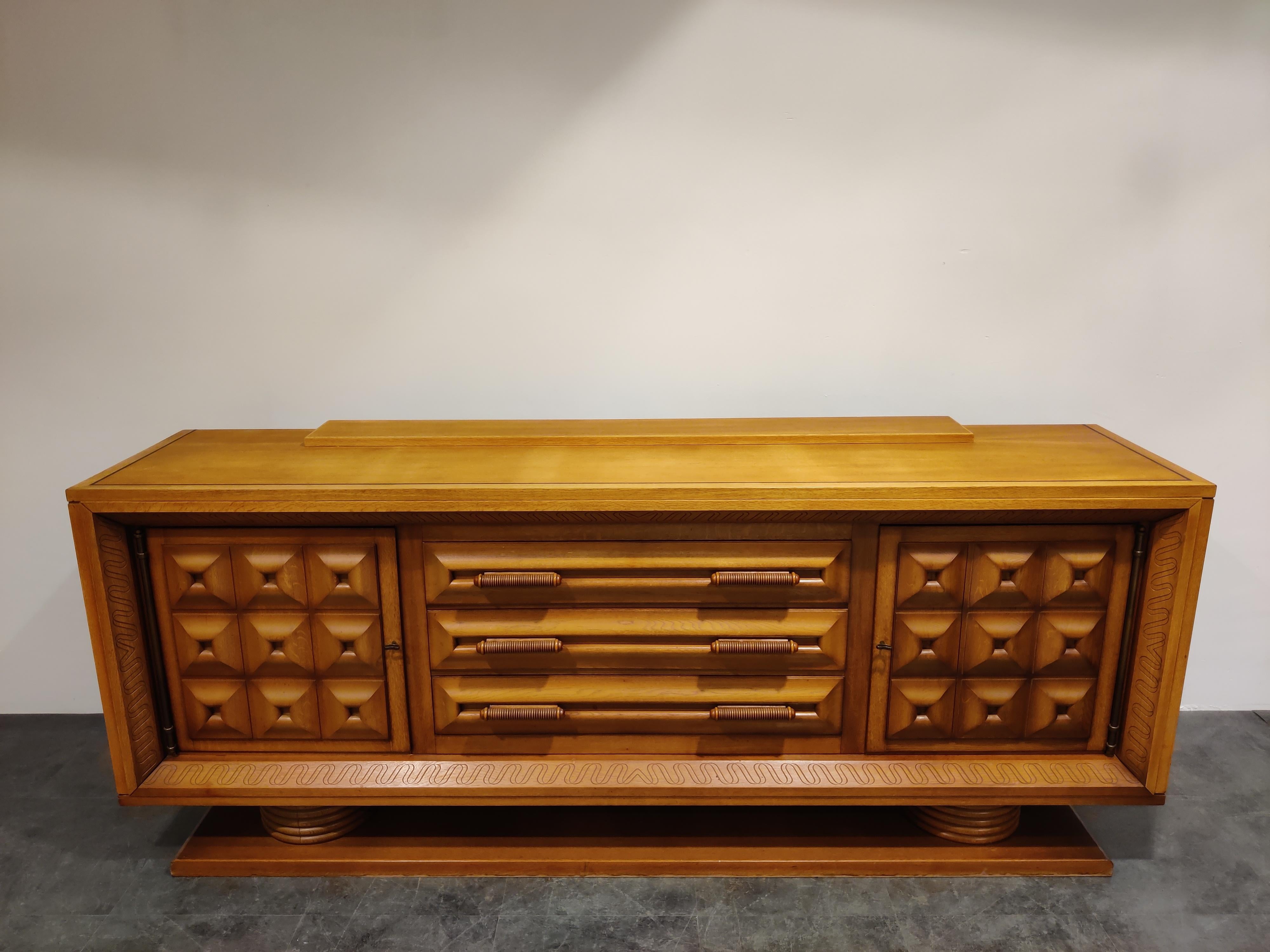Oak Art Deco Credenza by Charles Dudouyt, 1940s