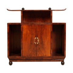 Art Deco Credenza Console by Osvaldo Borsani, Chinoiserie Style in Burl Walnut