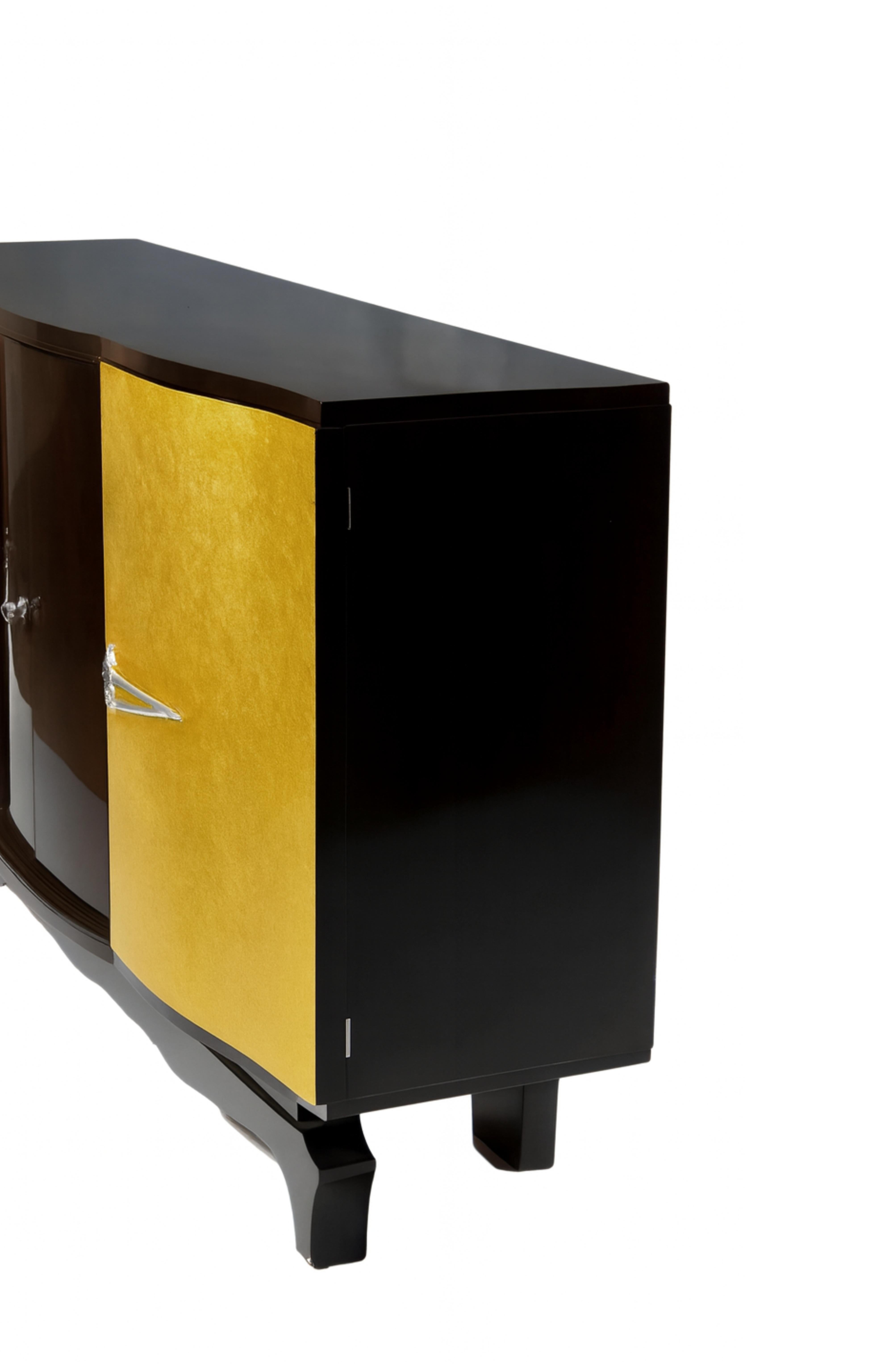 Art Deco Credenza Gilt Walnut Refinished, 20th Century For Sale 4