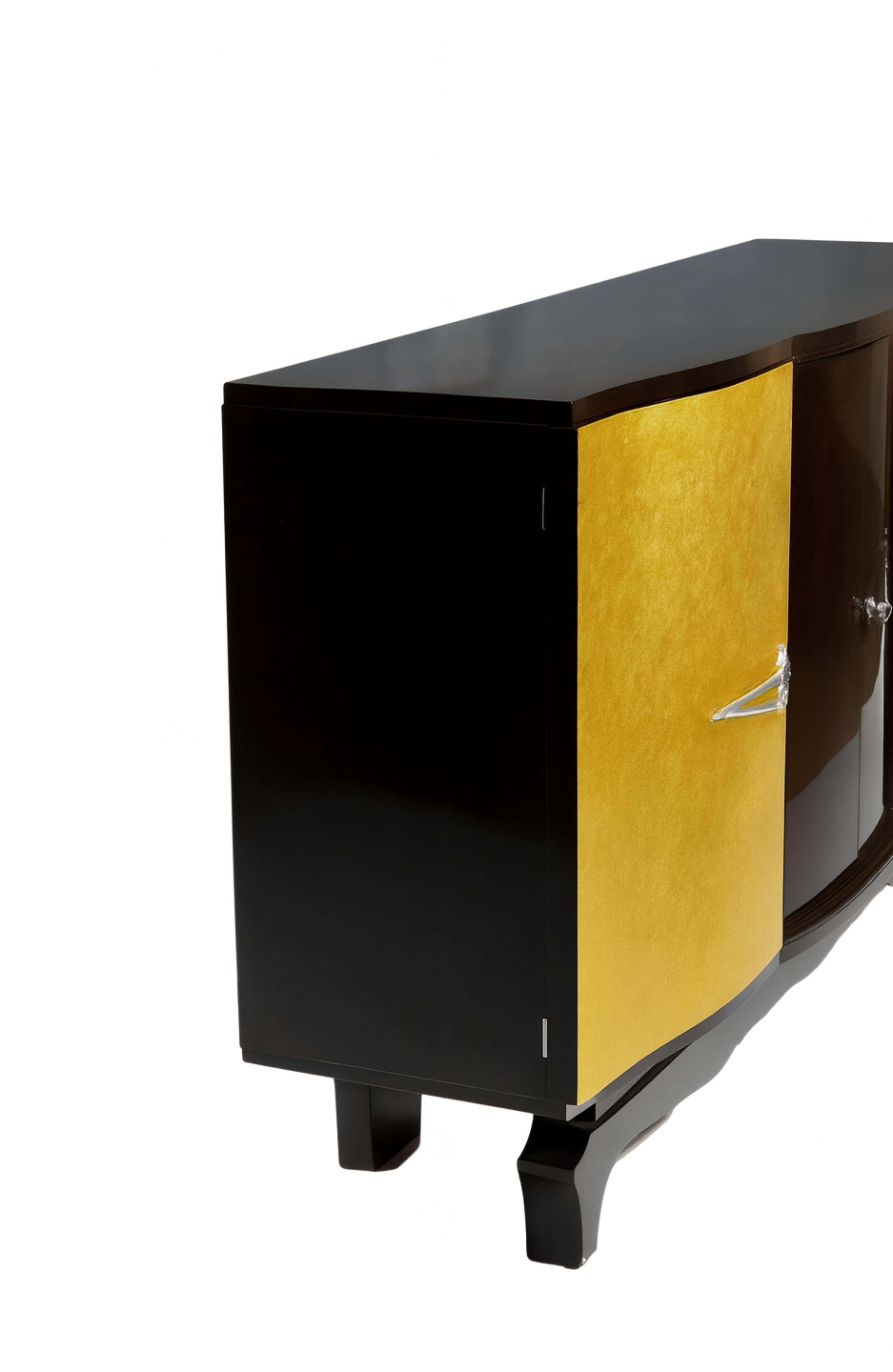 Art Deco Credenza Gilt Walnut Refinished, 20th Century For Sale 5