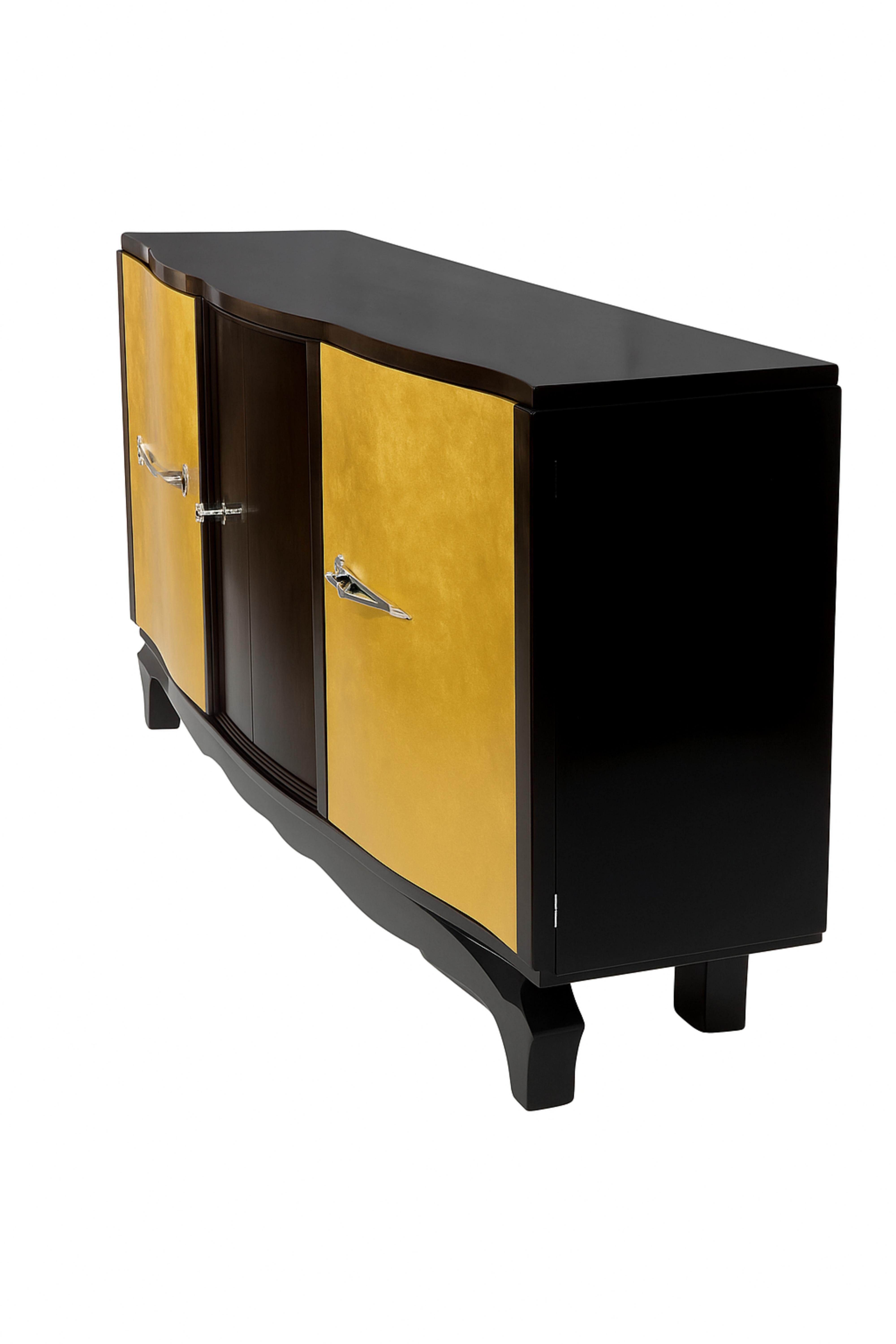 Art Deco Credenza Gilt Walnut Refinished, 20th Century For Sale 6