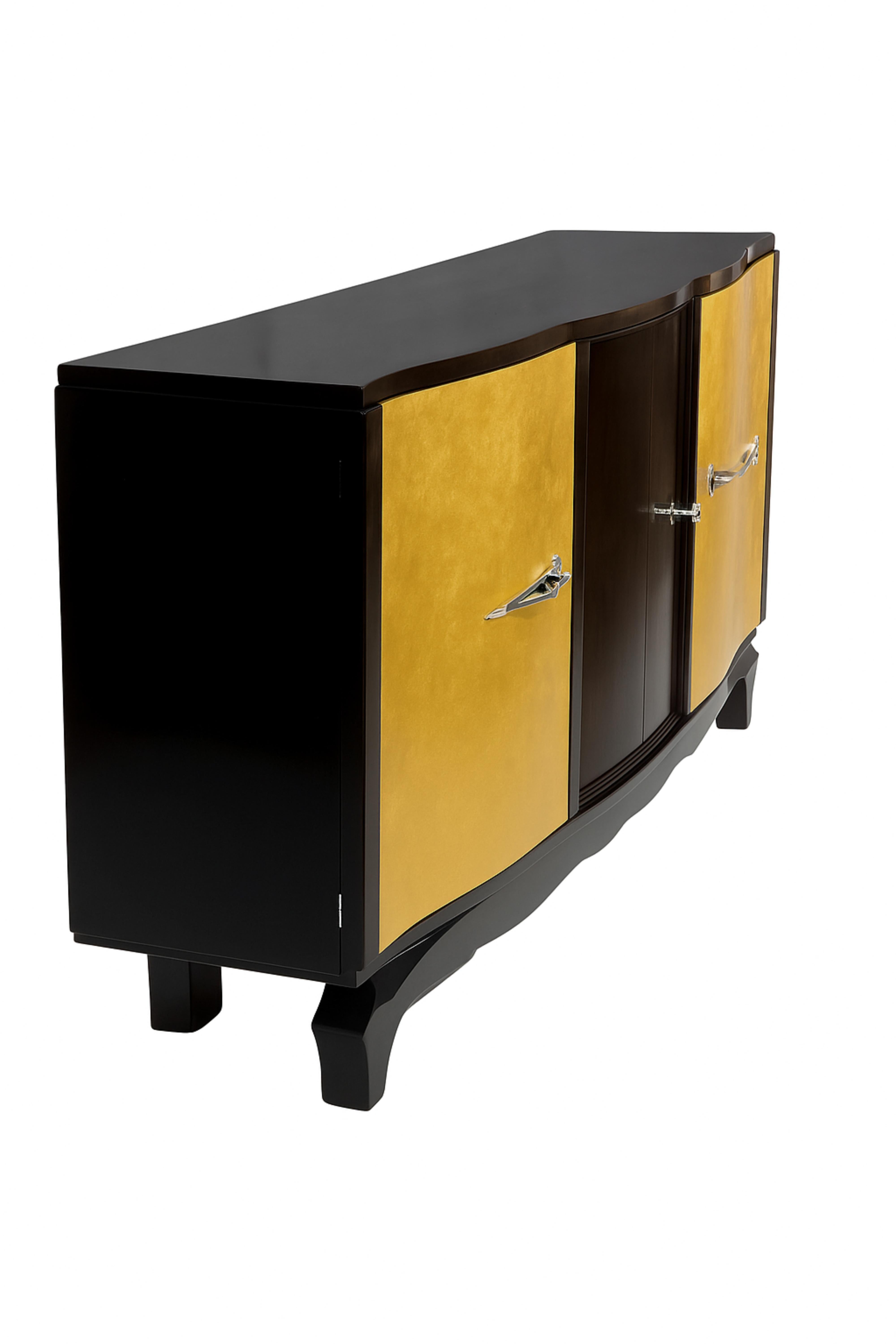 Art Deco Credenza Gilt Walnut Refinished, 20th Century For Sale 7