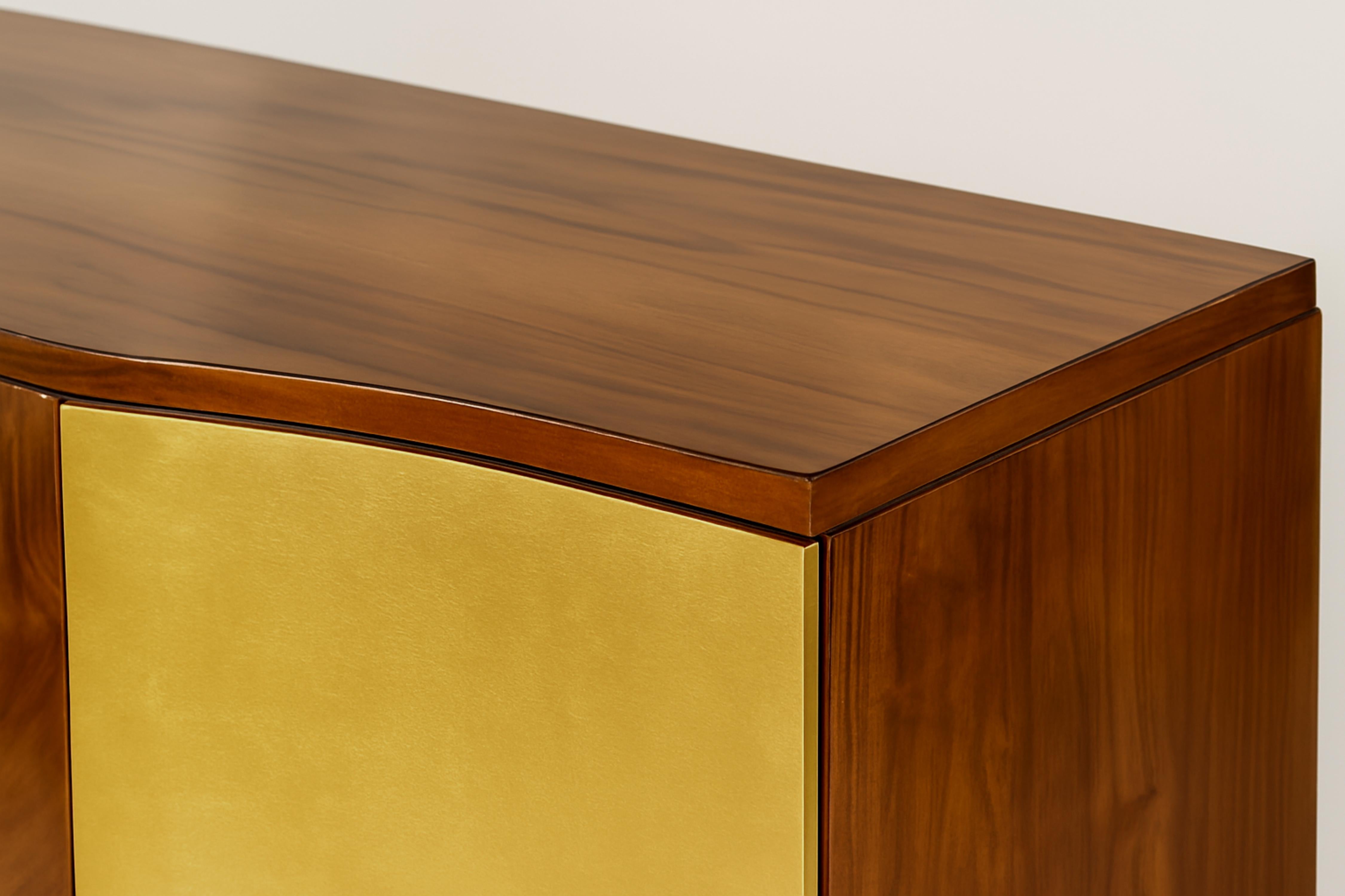 Art Deco Credenza Gilt Walnut Sideboard, Belgian 20th Century For Sale 7