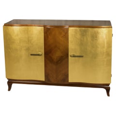 Credenza Art Déco in noce foglia d'oro, Belgio, 20° secolo