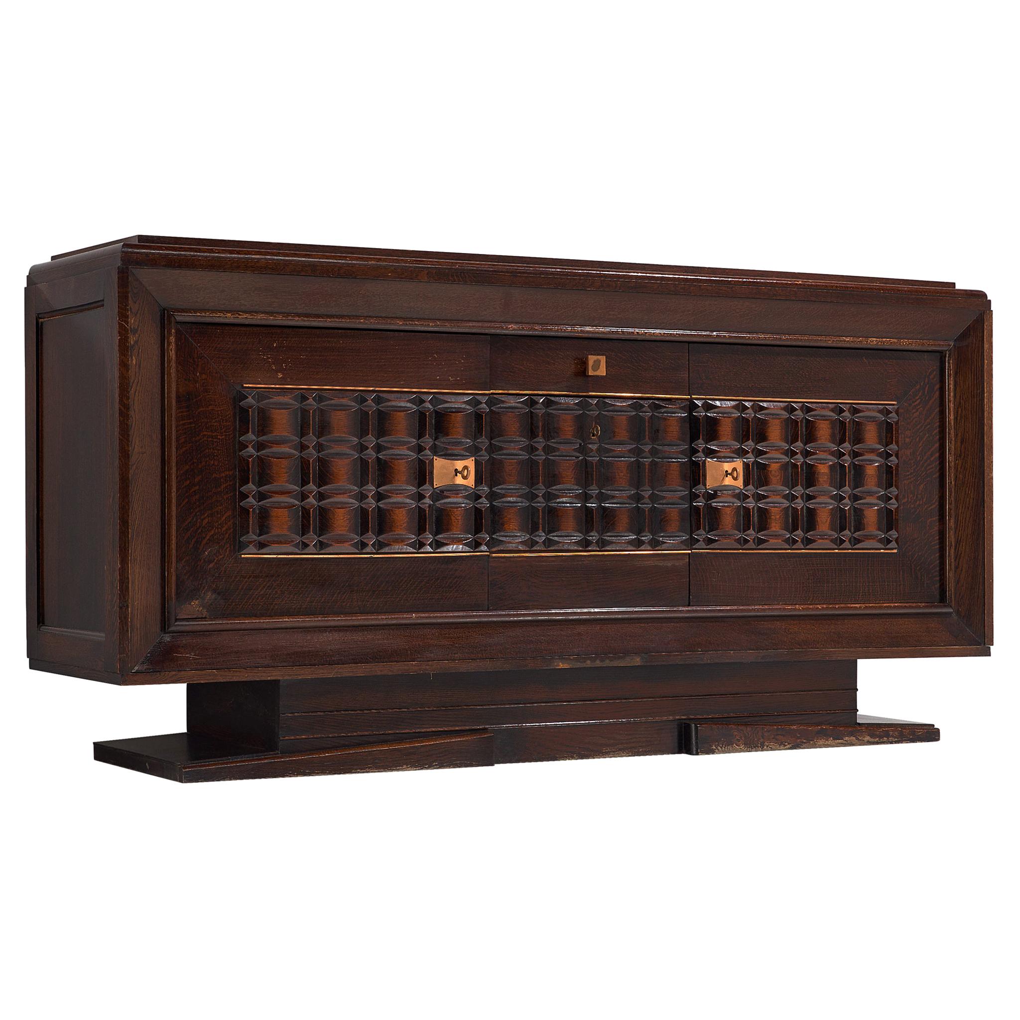 Charles Dudouyt Dark Stained Credenza at 1stdibs