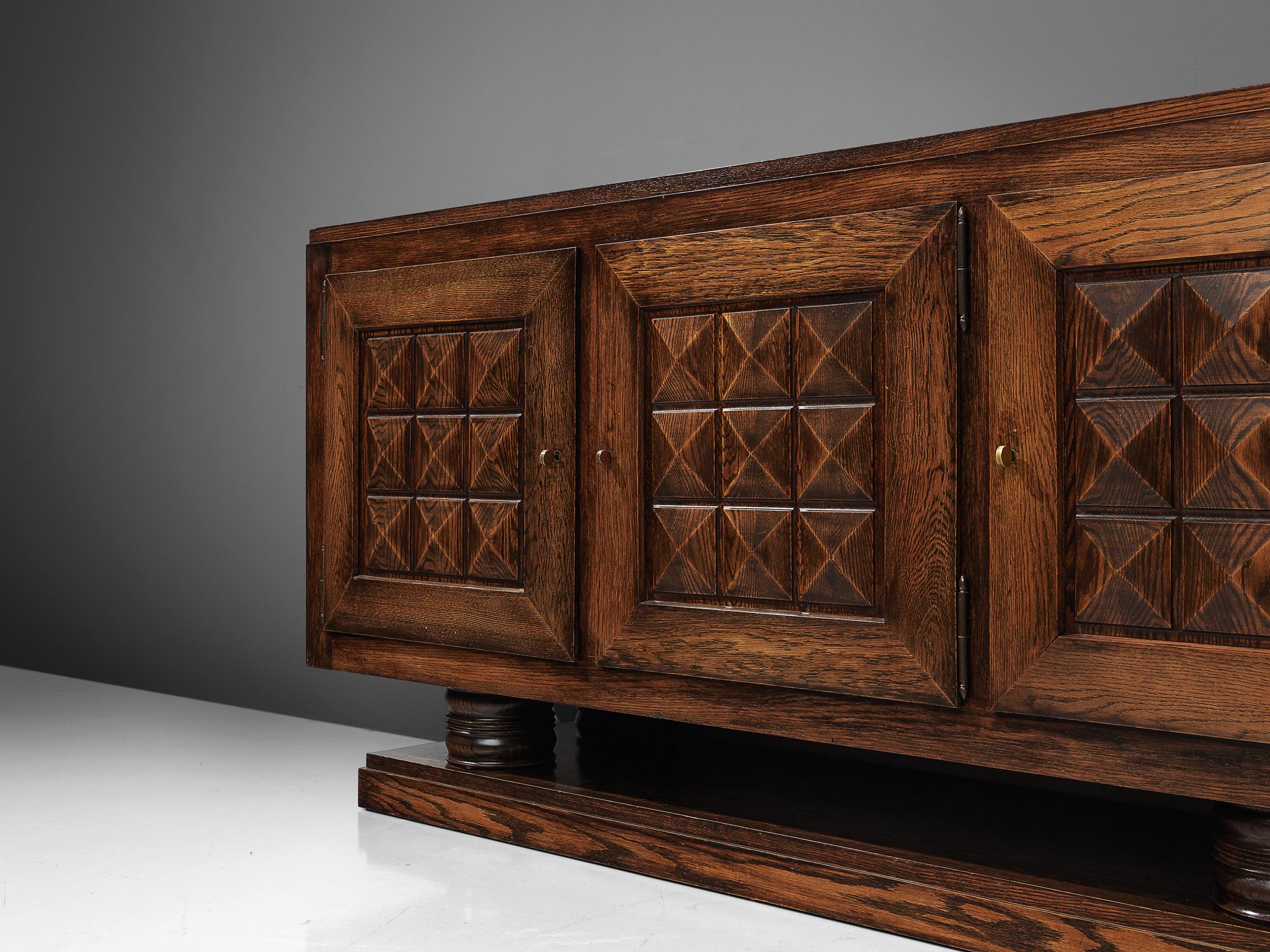 Art Deco Gaston Poisson Credenza in Darkened Oak