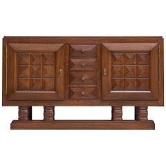 Art Deco Credenza in Darkened Oak by Gaston Poisson