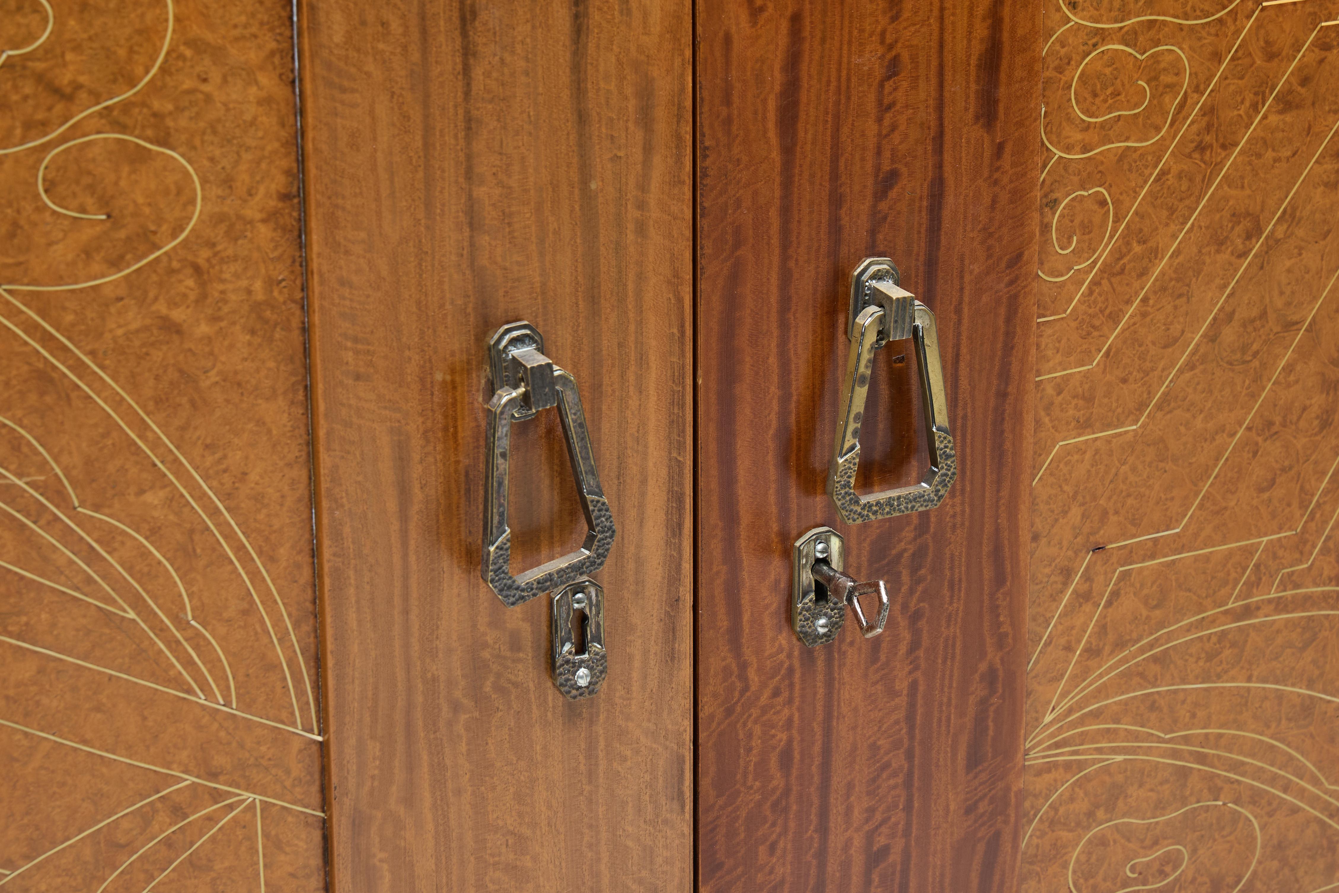 Crédence Art déco en marbre et bois de ronce, France, années 1930 en vente 2