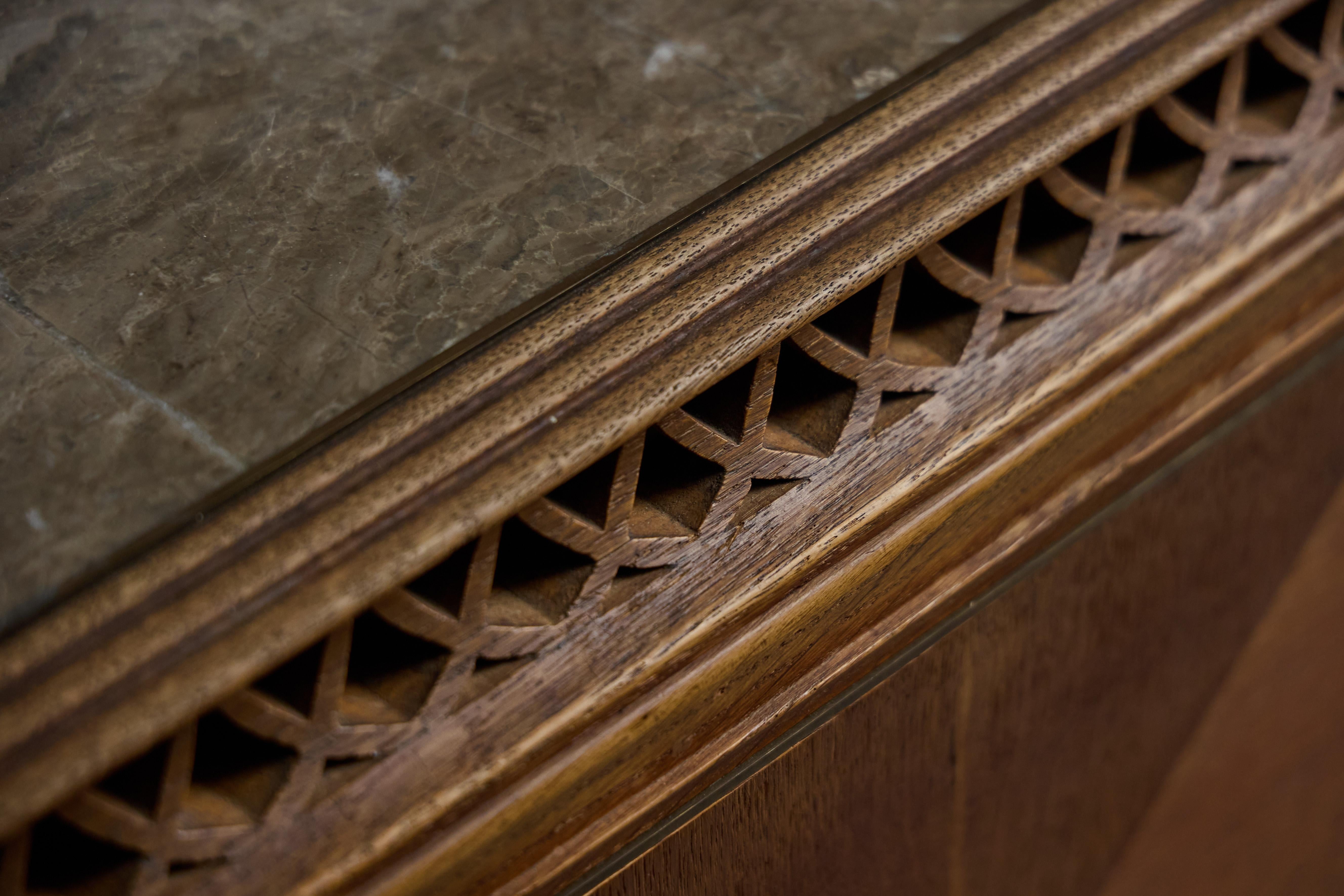 Art Deco Credenza in Oak and Marble, France, 1930s 6
