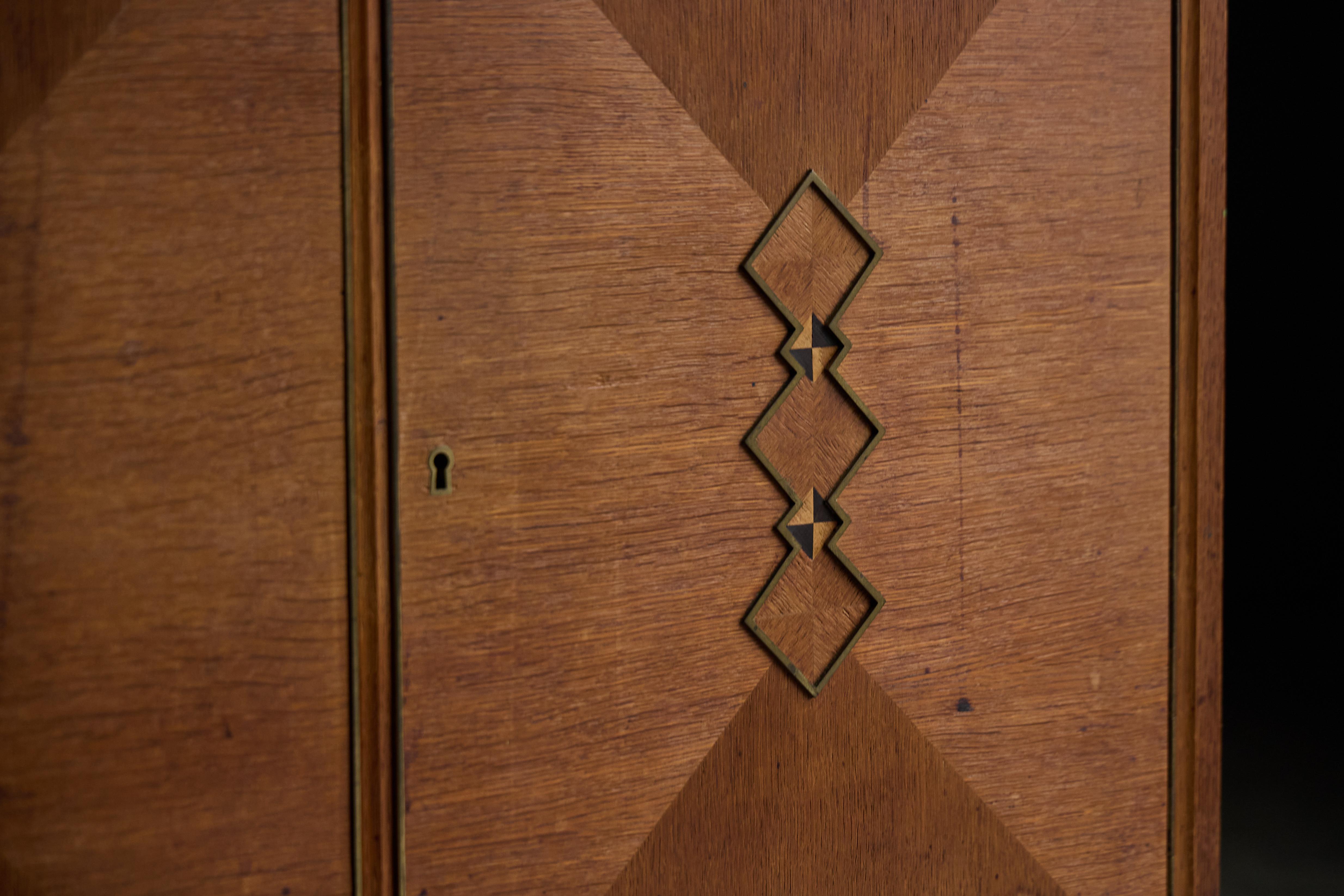 Art Deco Credenza in Oak and Marble, France, 1930s 2