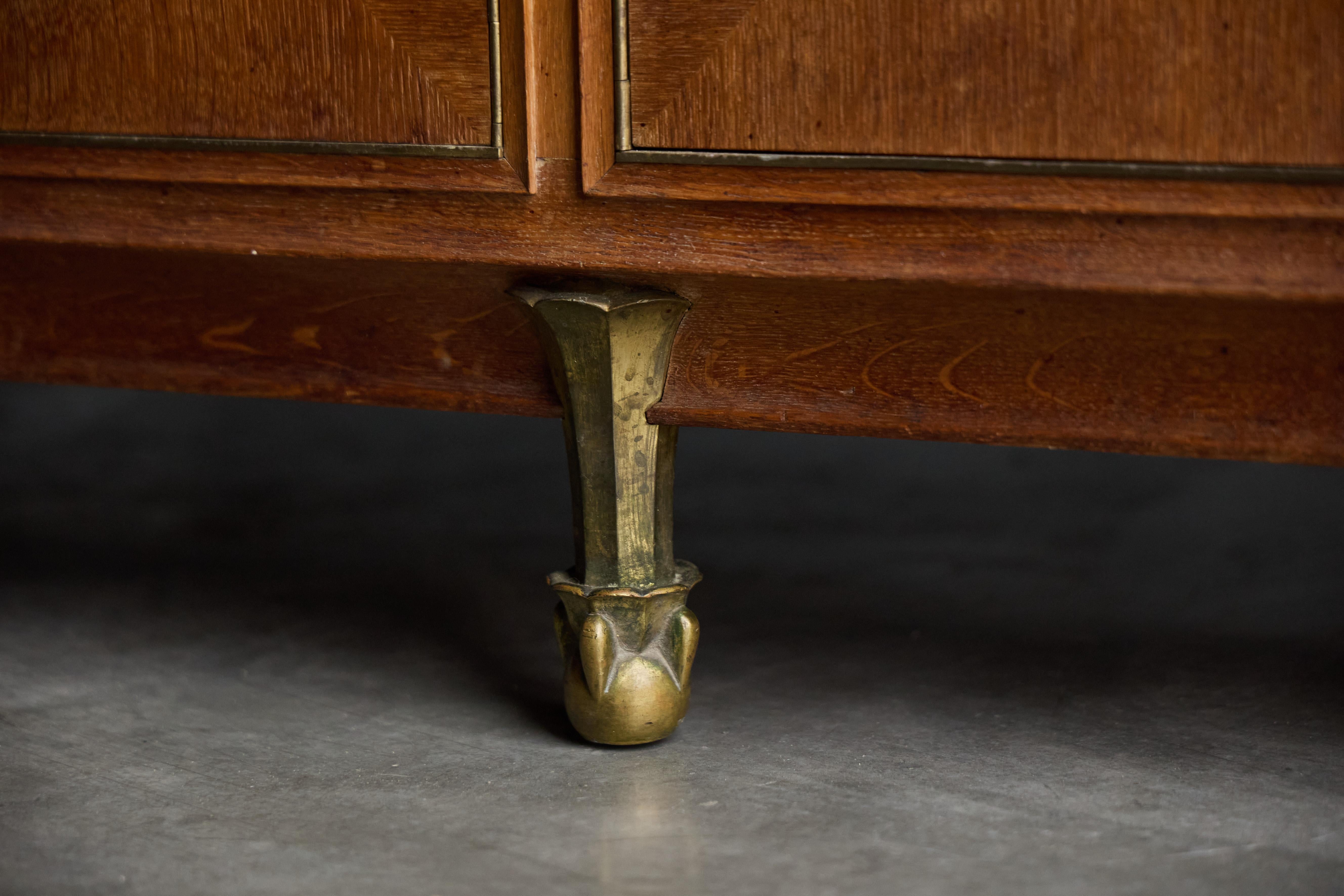 Art Deco Credenza in Oak and Marble, France, 1930s 3