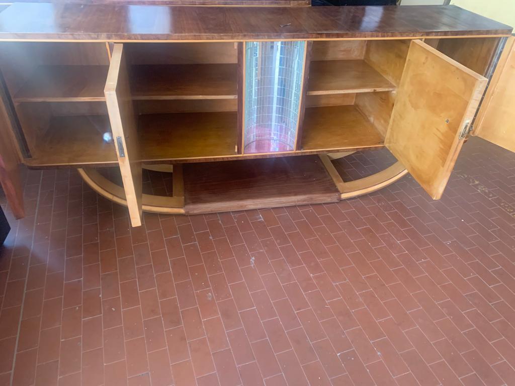 Art Deco Credenza in Rosewood and Maple with Mirror by Paolo Buffa, 1940s, Set 7