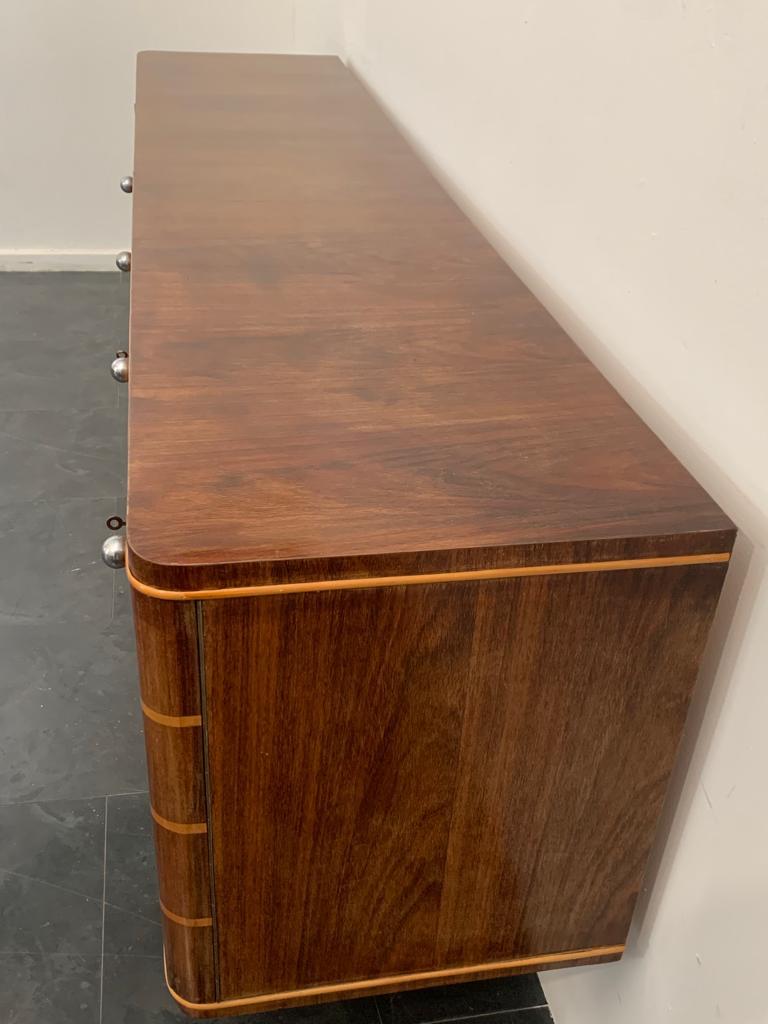 Art Deco Credenza in Rosewood and Maple with Mirror by Paolo Buffa, 1940s, Set 4