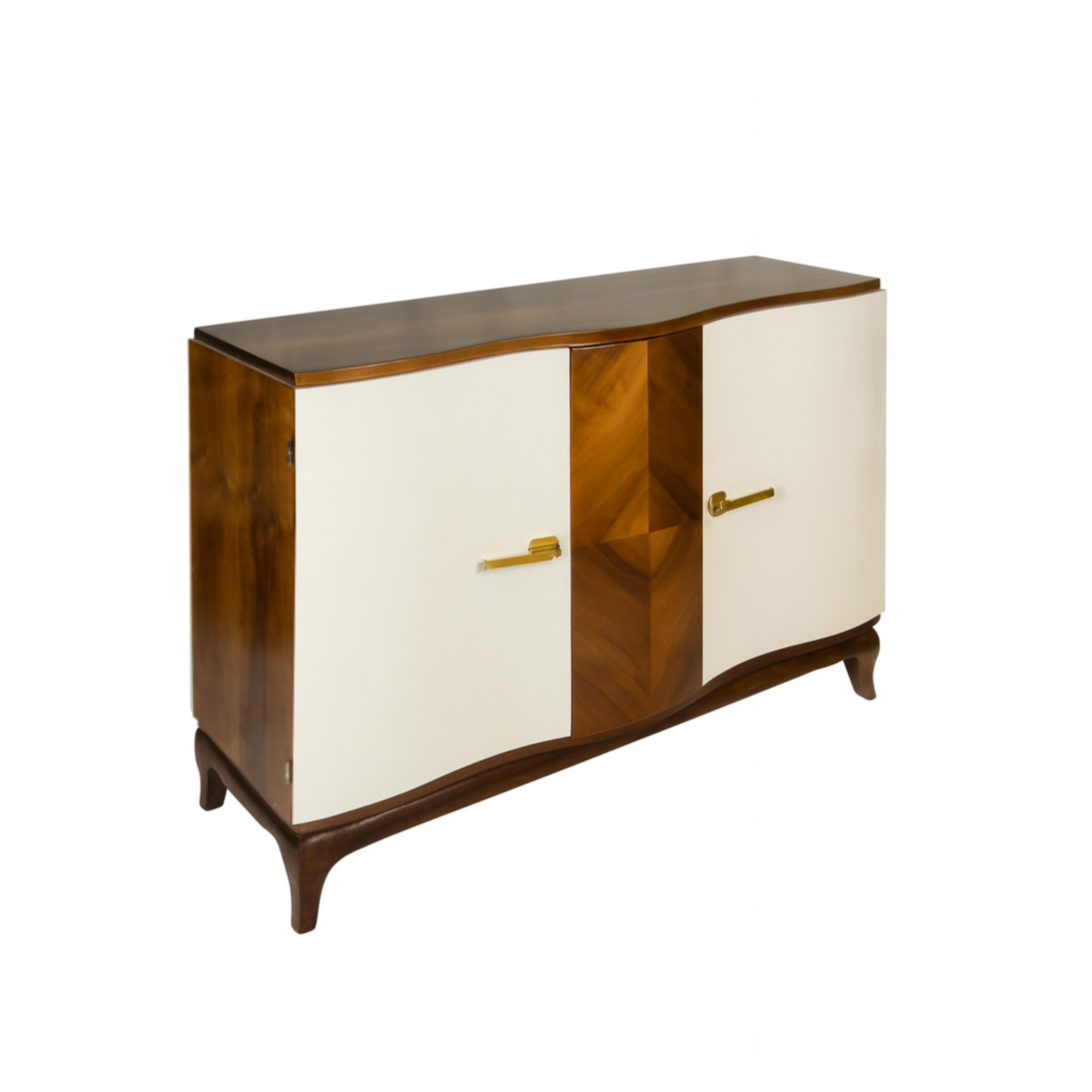 Art déco Crédence Art Déco Crédence en noyer écru, Belgique 20e siècle en vente