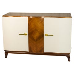 Credenza Art Deco in noce bianco sporco, Belgio, 20° secolo