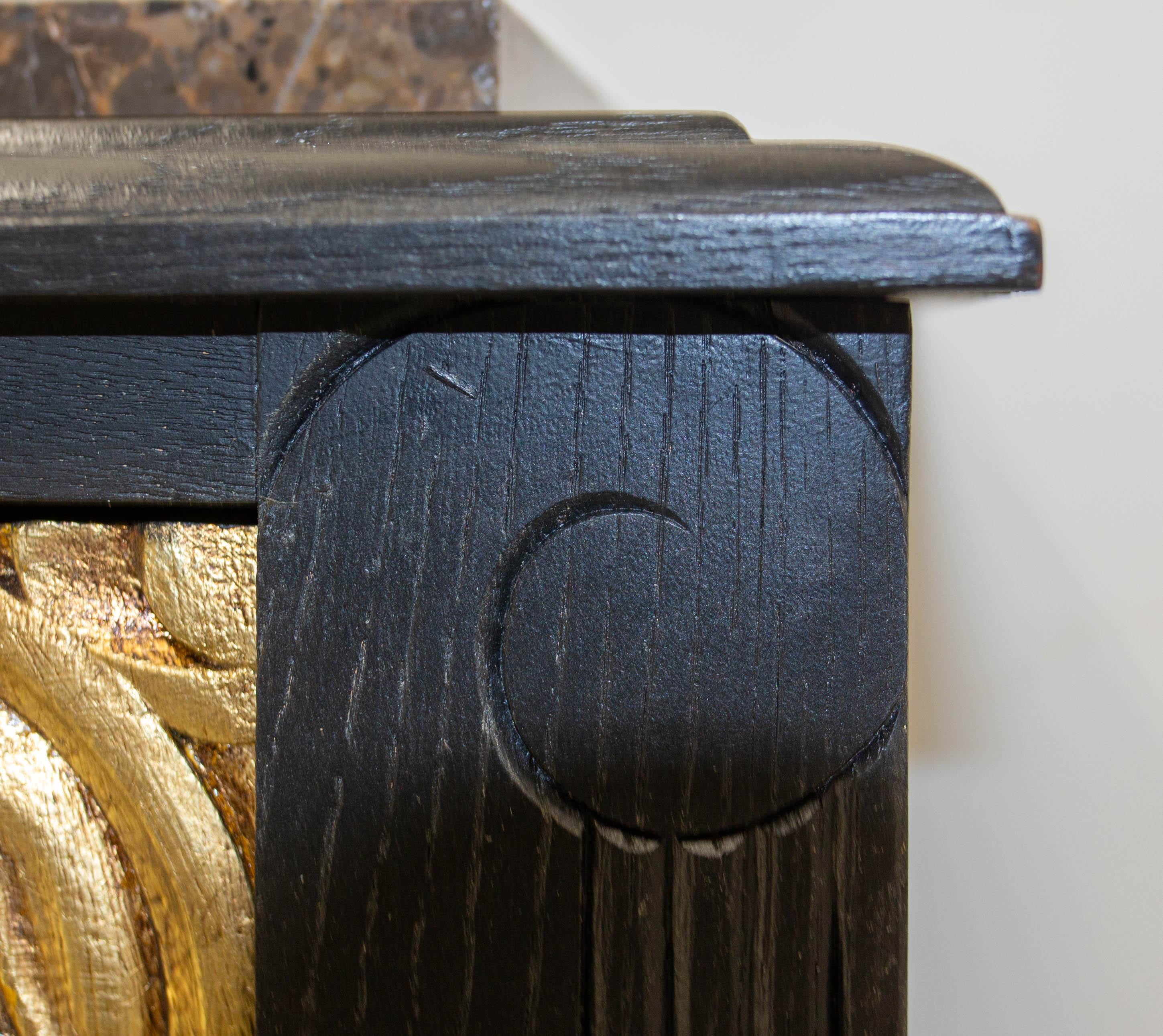 Art Deco Credenza Sideboard French Black & Golden Refinished Buffet, circa 1930 en vente 4