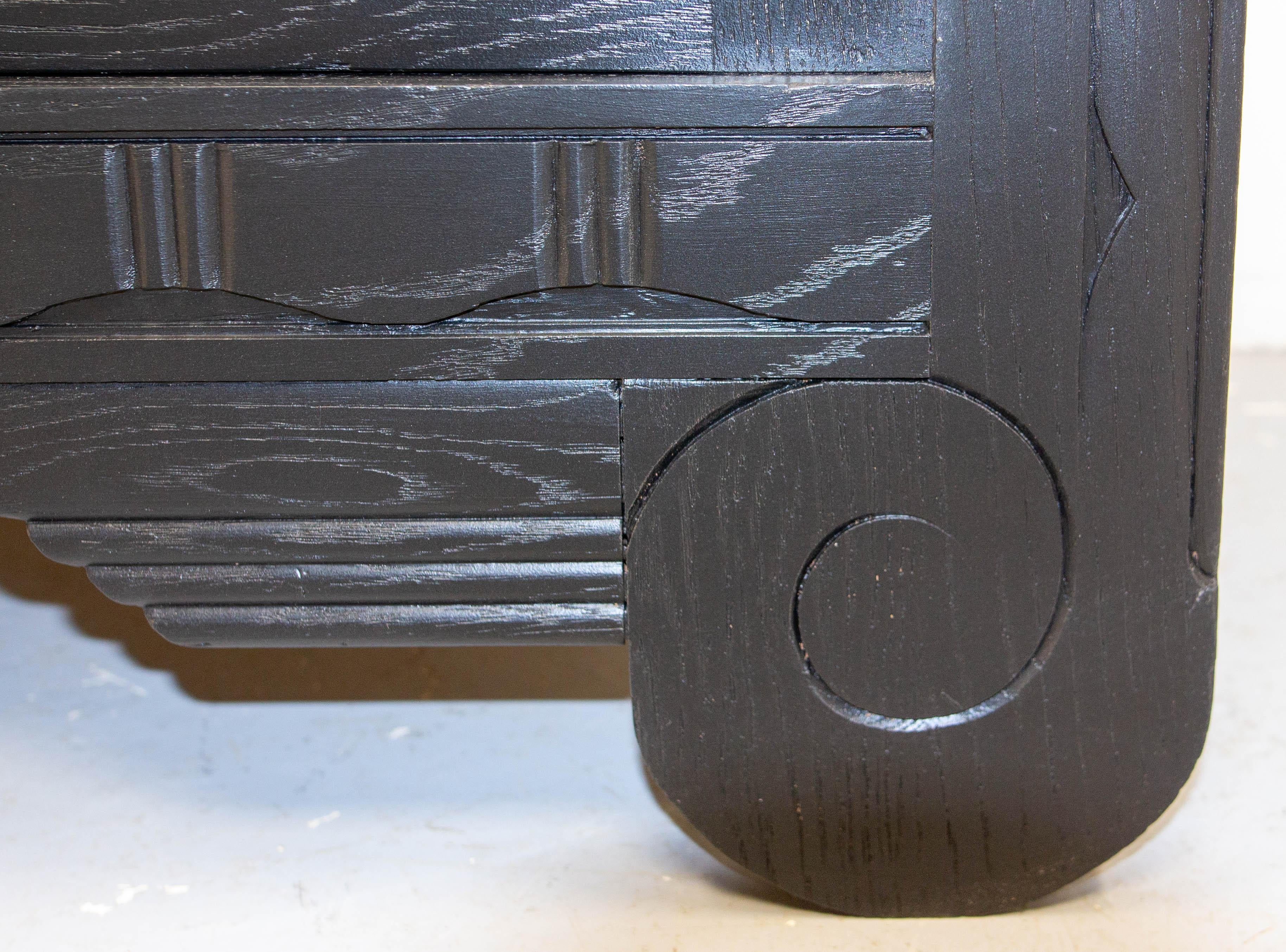 Art Deco Credenza Sideboard French Black & Golden Refinished Buffet, circa 1930 en vente 2