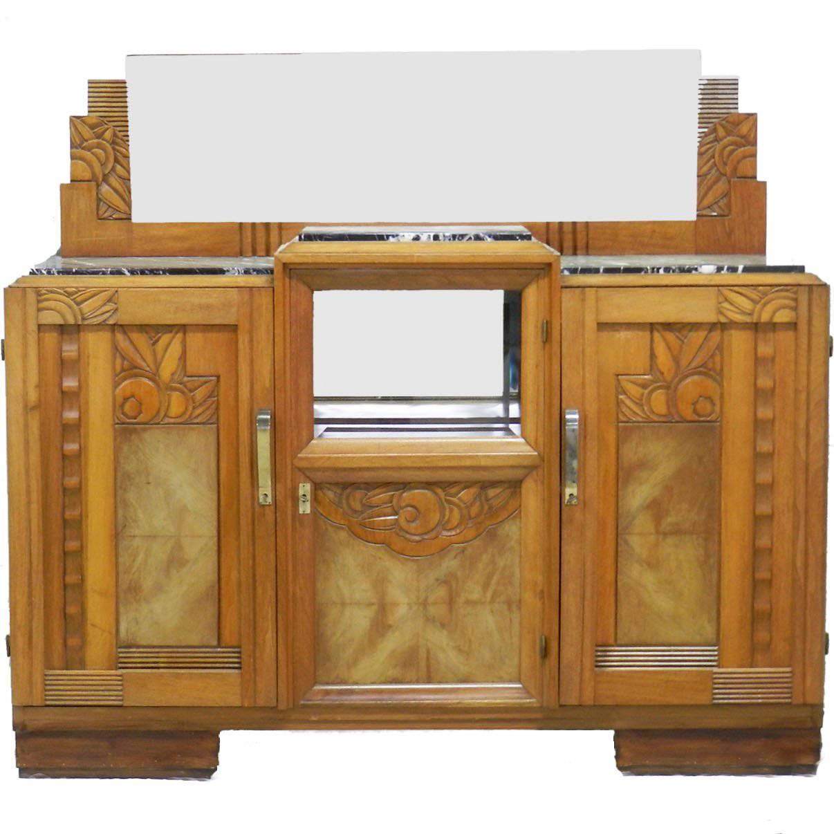 Art Deco Credenza Sideboard French, circa 1930 Sue et Mare Style Dresser Buffet For Sale