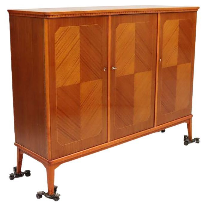 Art Deco Credenza with Geometric Marquetry For Sale