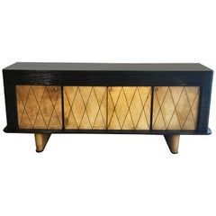 Art Deco Credenza with Parchment Paper Doors, circa 1930