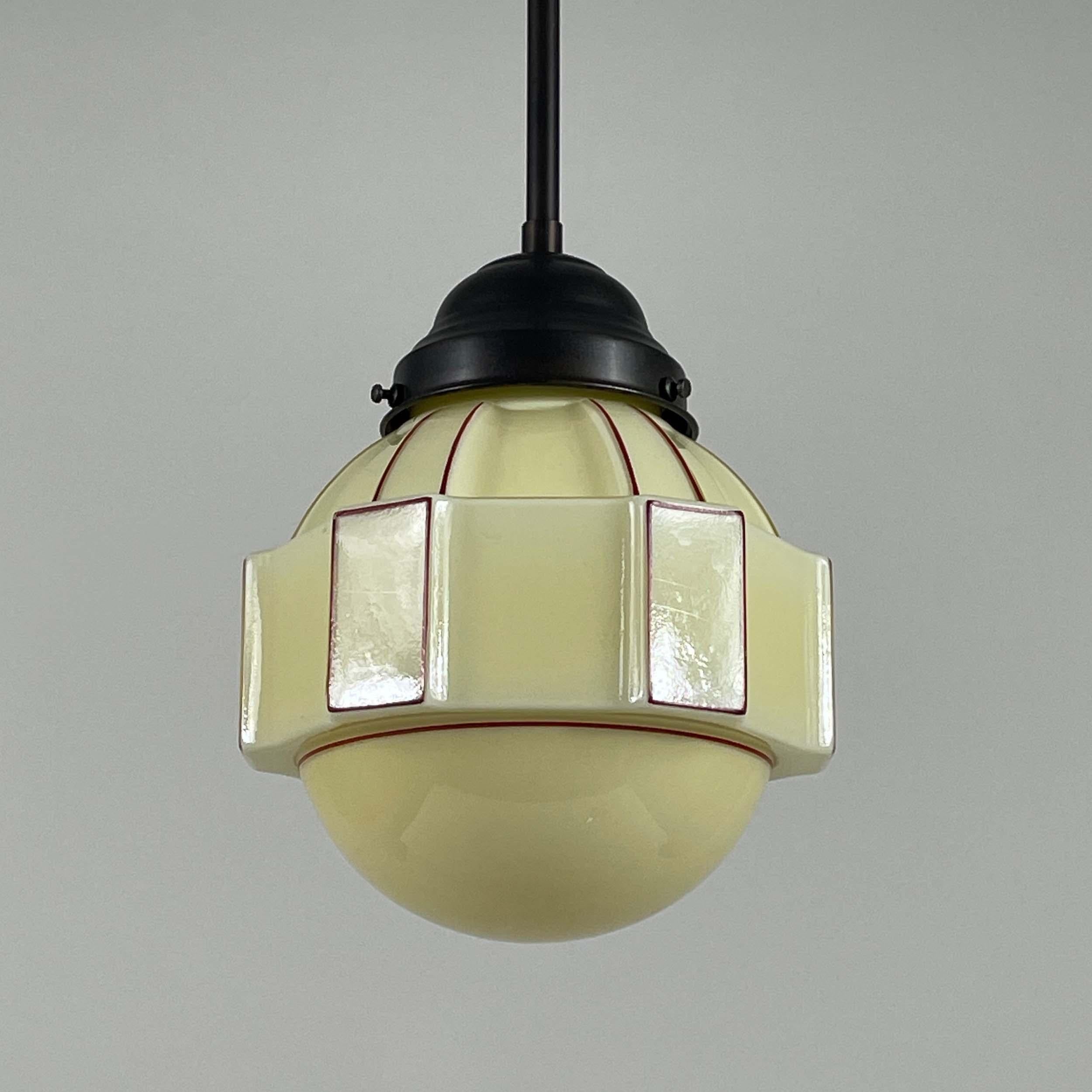 Art Deco Creme Opaline Pendants, Set of 2, Sweden 1930s For Sale 1