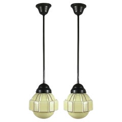 Colgantes Art Déco Creme Opaline, lote de 2, Suecia Años 30