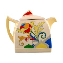 Art Deco Cresta Teapot in Hand Painted Porcelain. Royal Doulton, England