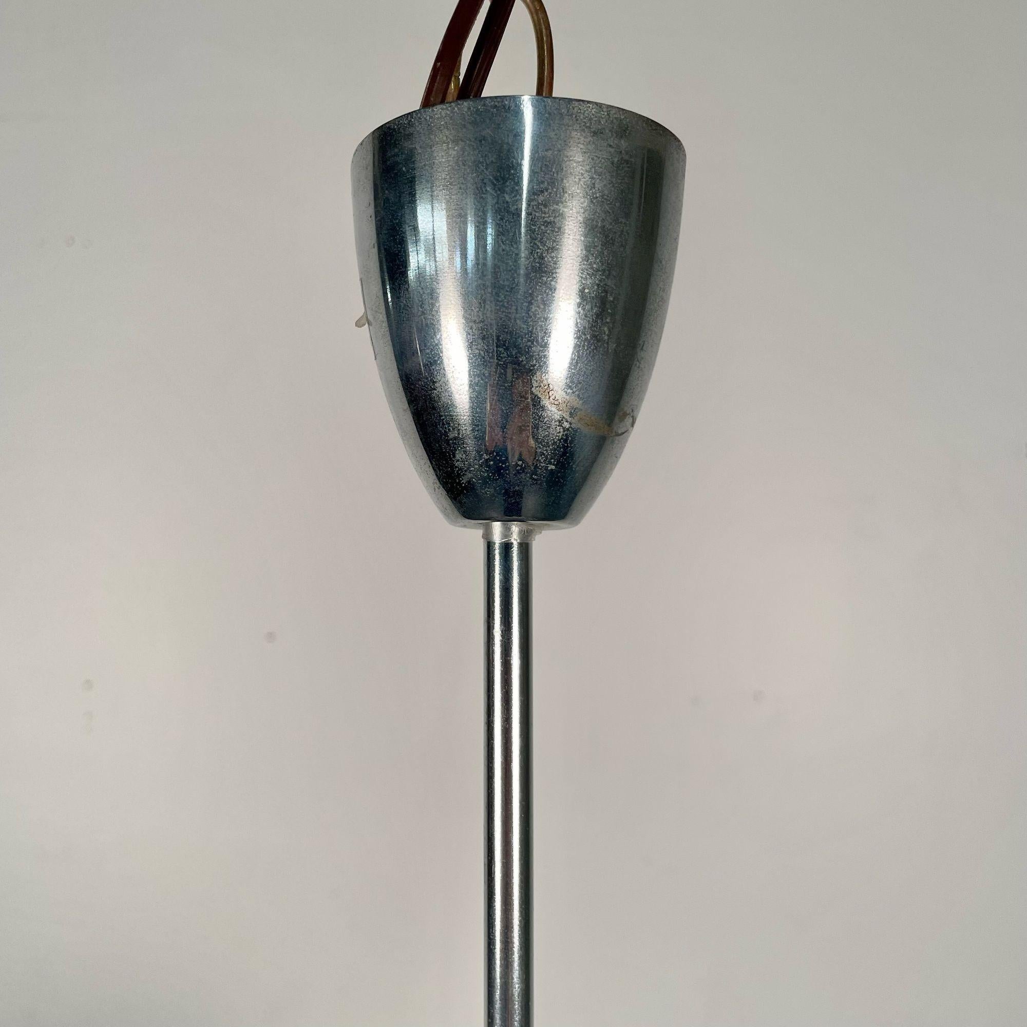 Art déco, Kronleuchter, strukturiertes Glas, Chrom, Schweden, ca. 1930er Jahre im Angebot 10