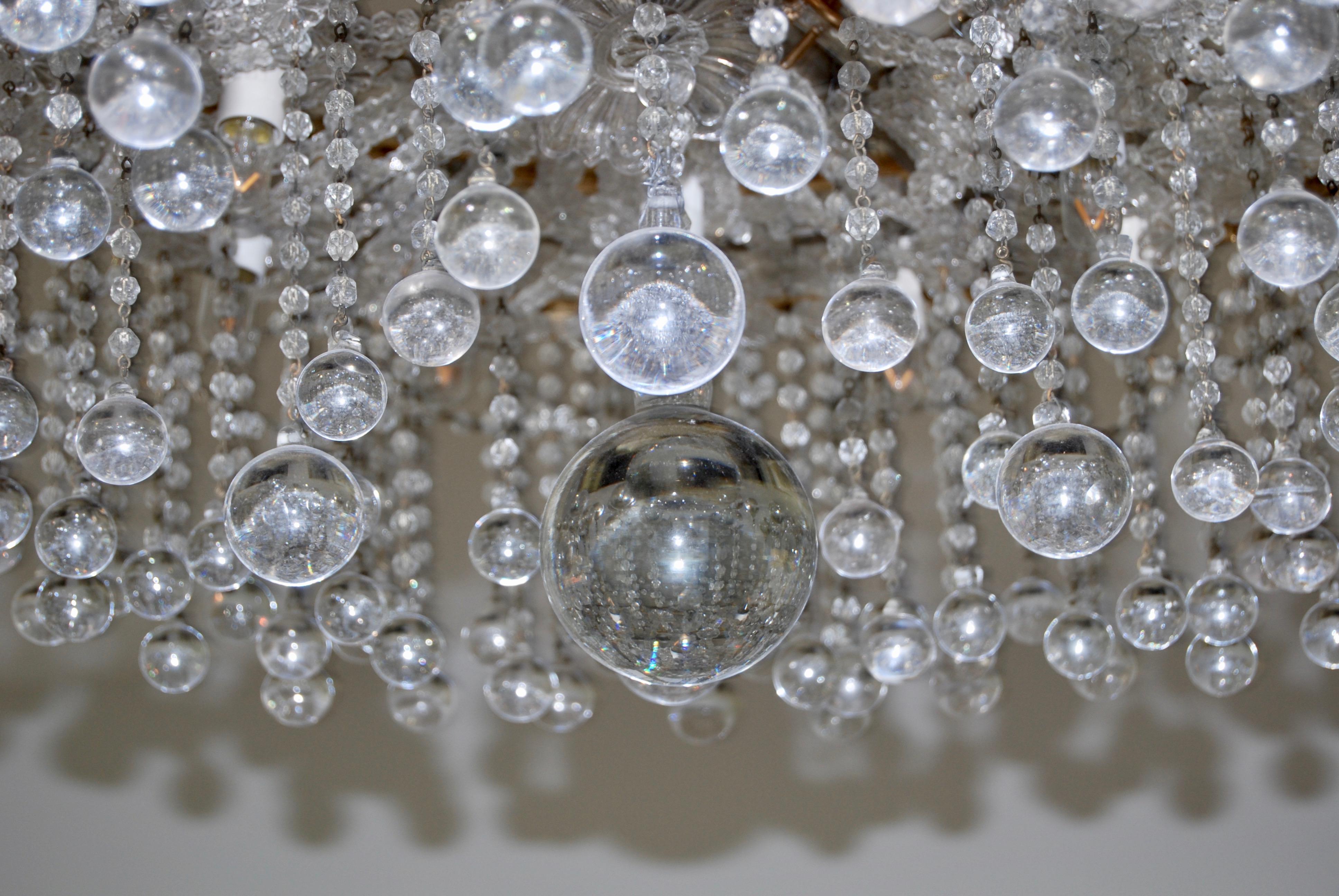 Art Deco Crystal and Glass Chandelier, 1930s For Sale 12