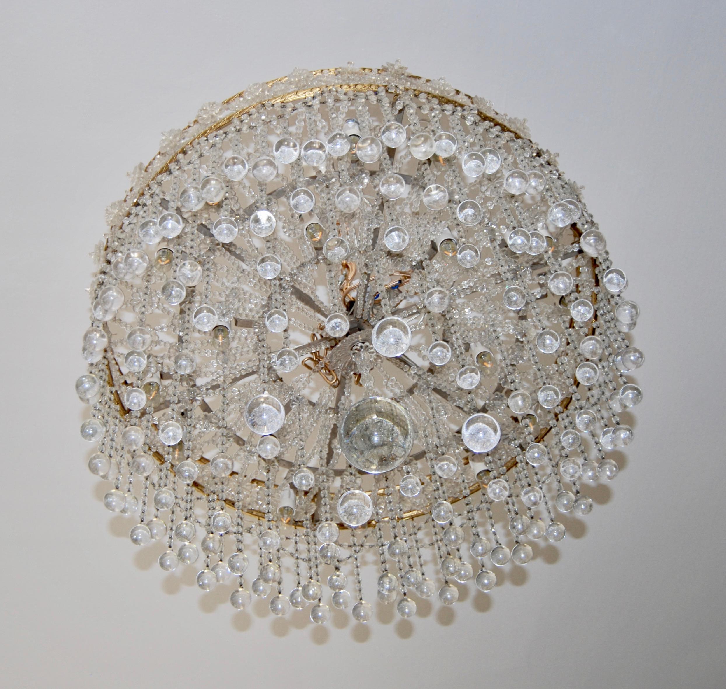 20th Century Art Deco Crystal and Glass Chandelier, 1930s For Sale