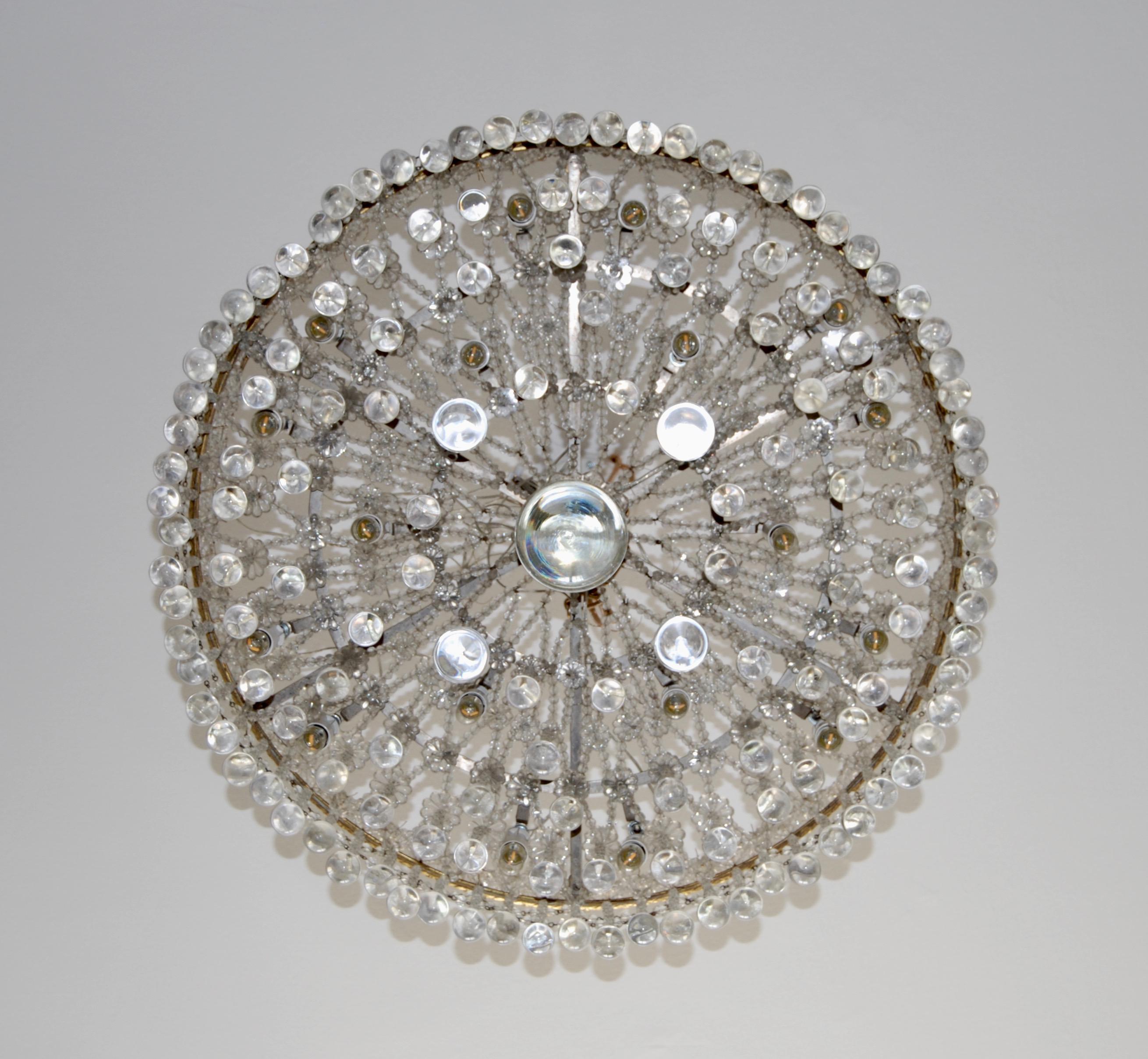 Art Deco Crystal and Glass Chandelier, 1930s For Sale 1
