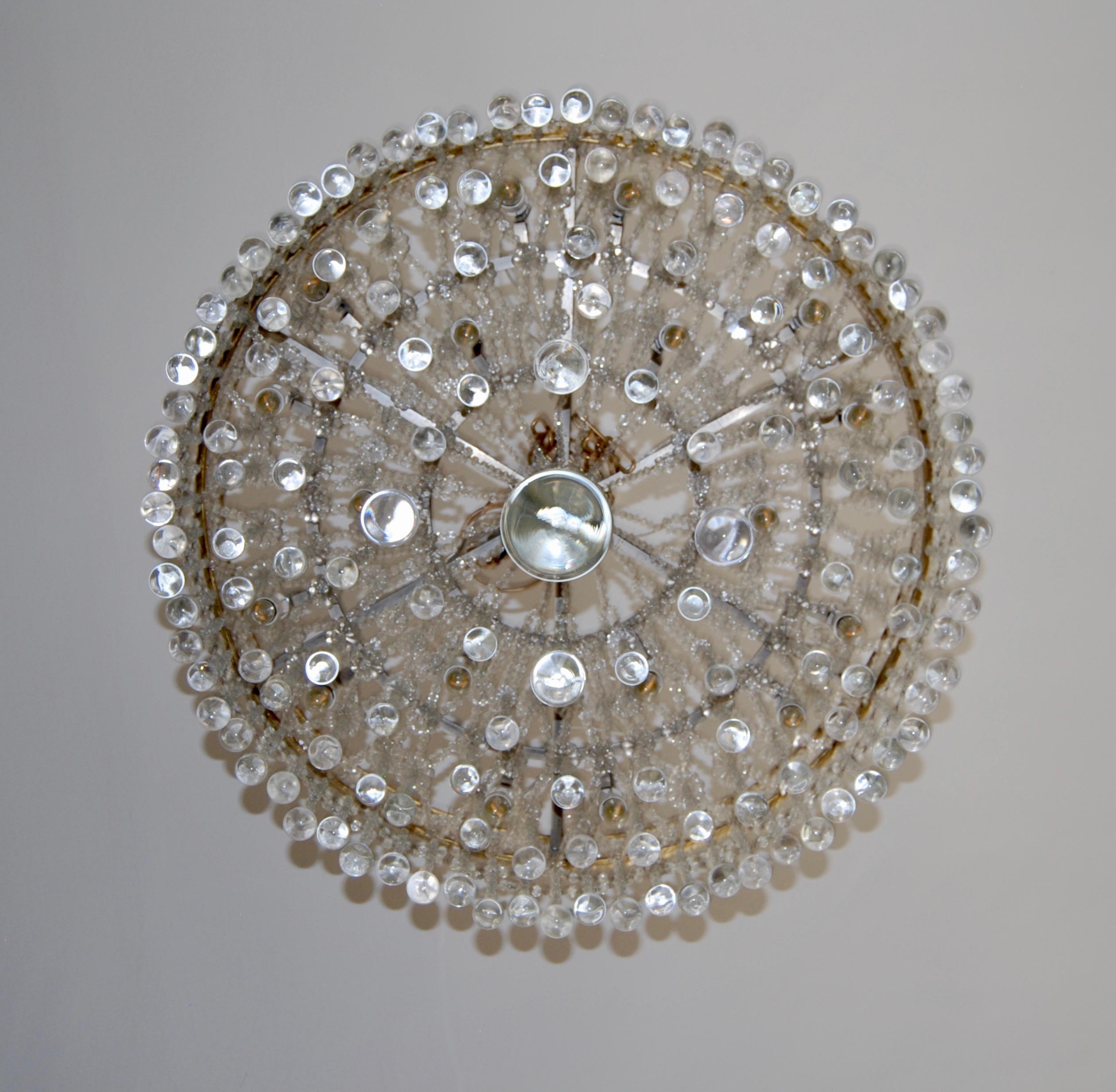 Art Deco Crystal and Glass Chandelier, 1930s For Sale 2