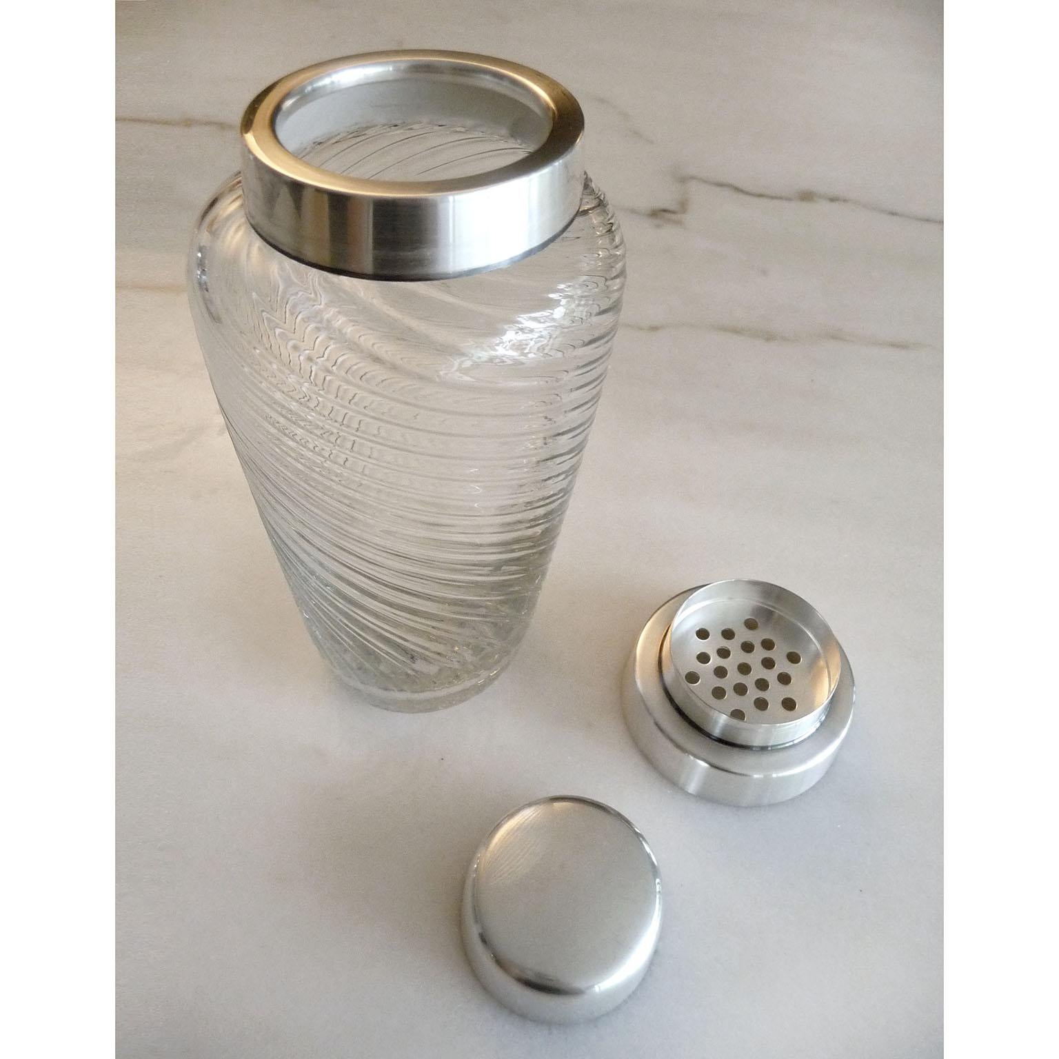 French Art Deco Crystal and Silver Plated Cocktail Shaker by WMF