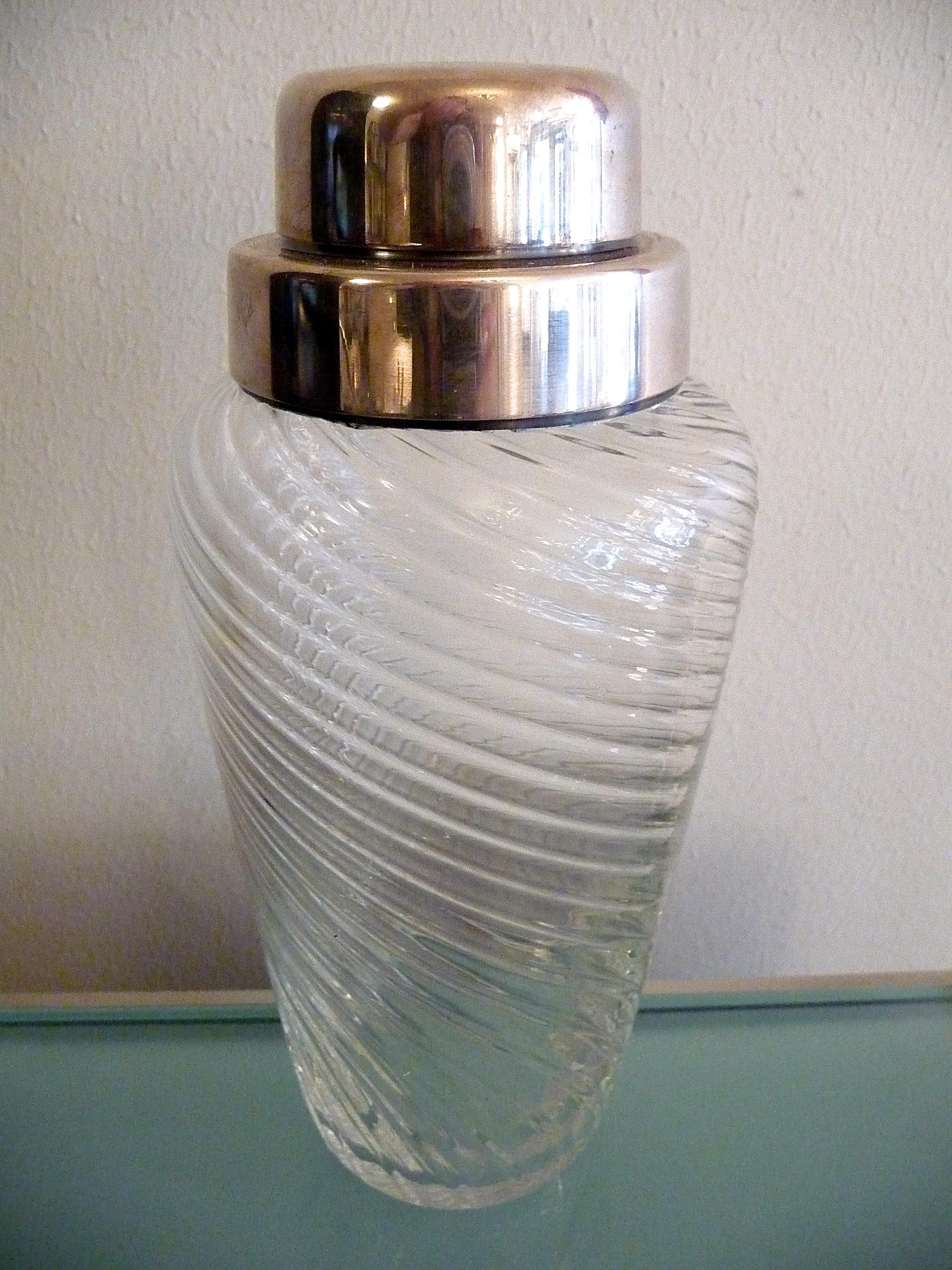 Art Deco Crystal and Silver Plated Cocktail Shaker by WMF In Good Condition In Bochum, NRW